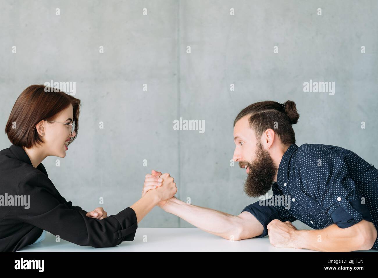 business competition struggle powerful opponent Stock Photo