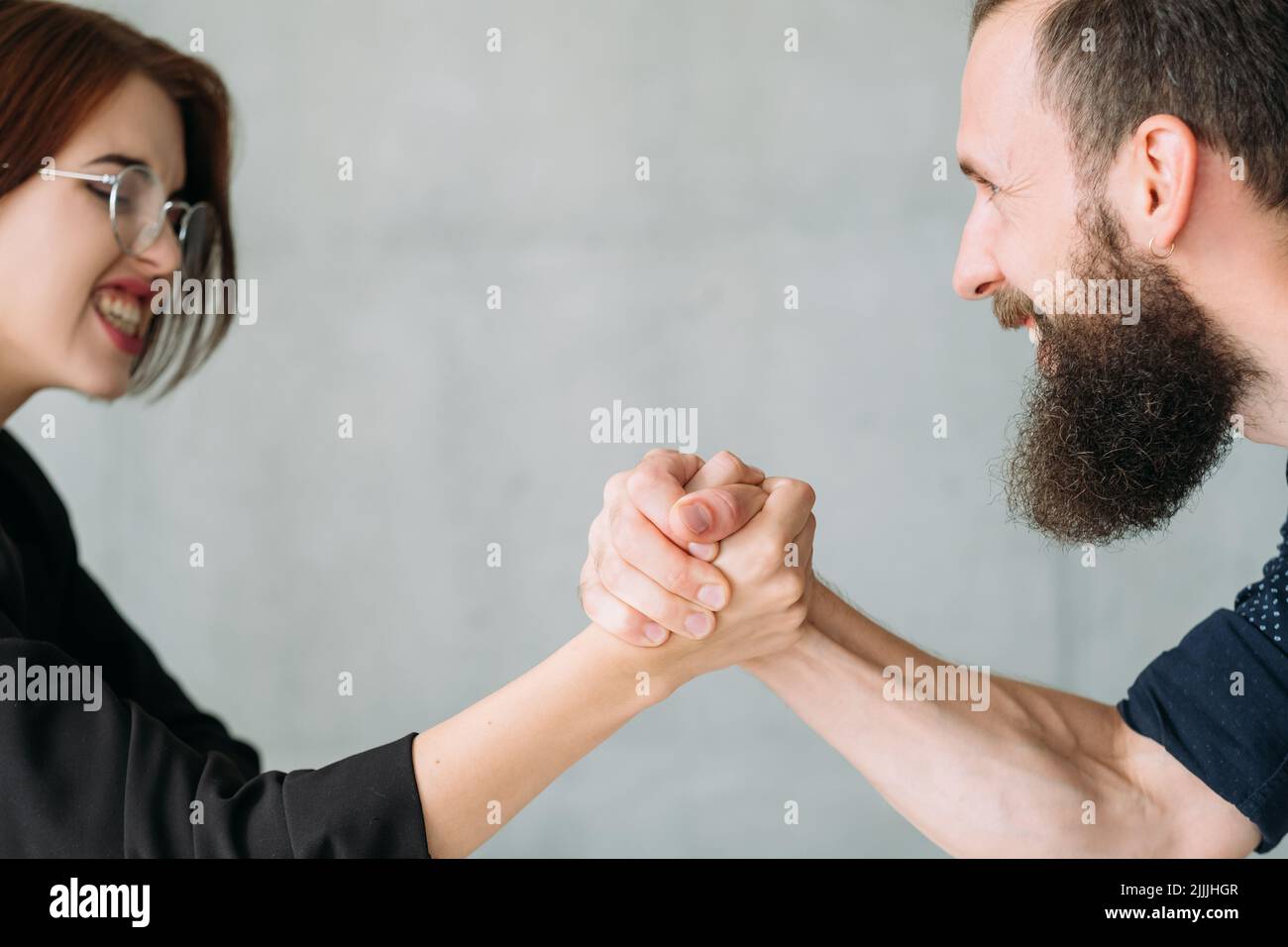 business competition gender fight opponents Stock Photo