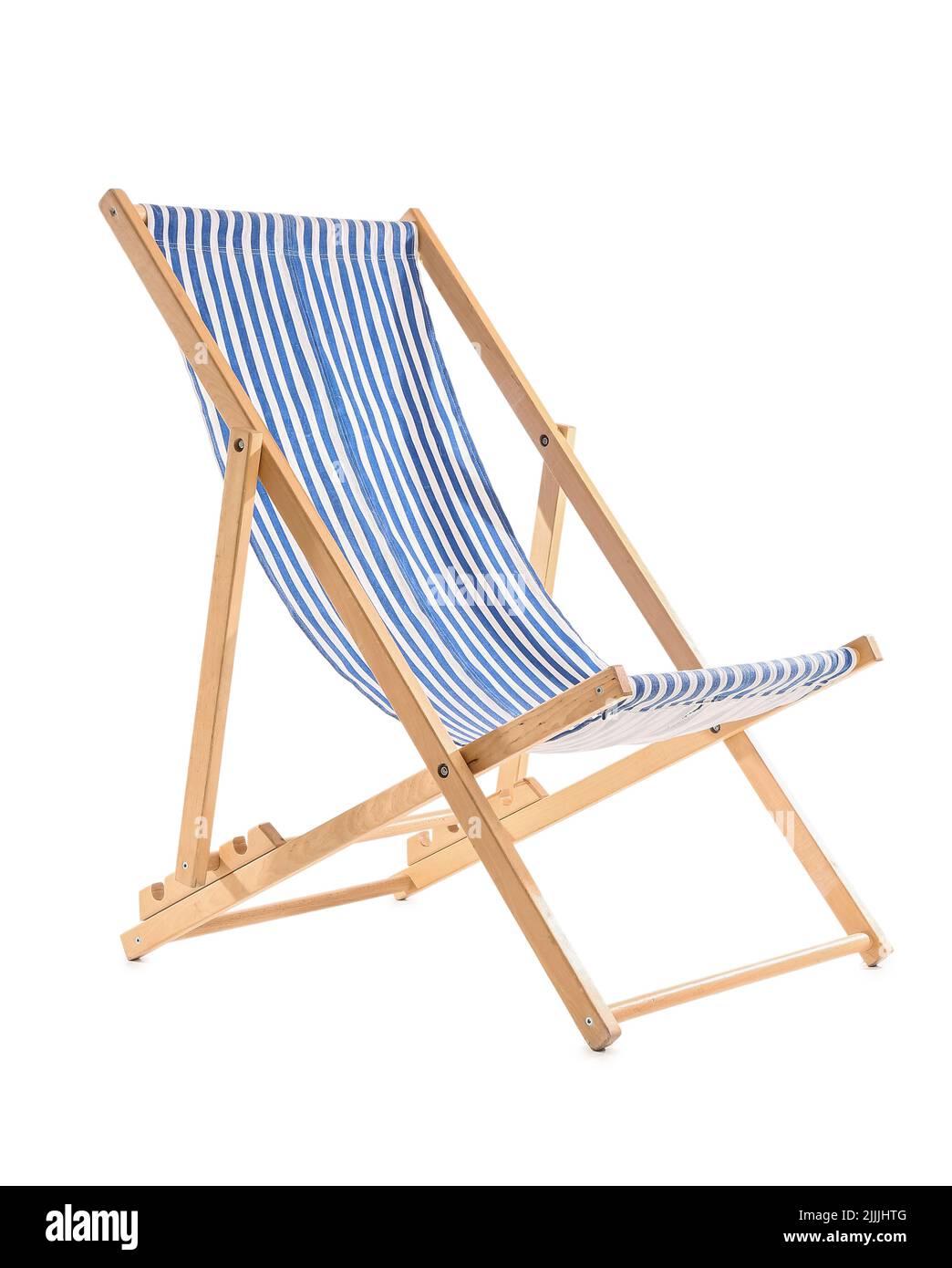 Wooden deck chair on white background Stock Photo - Alamy