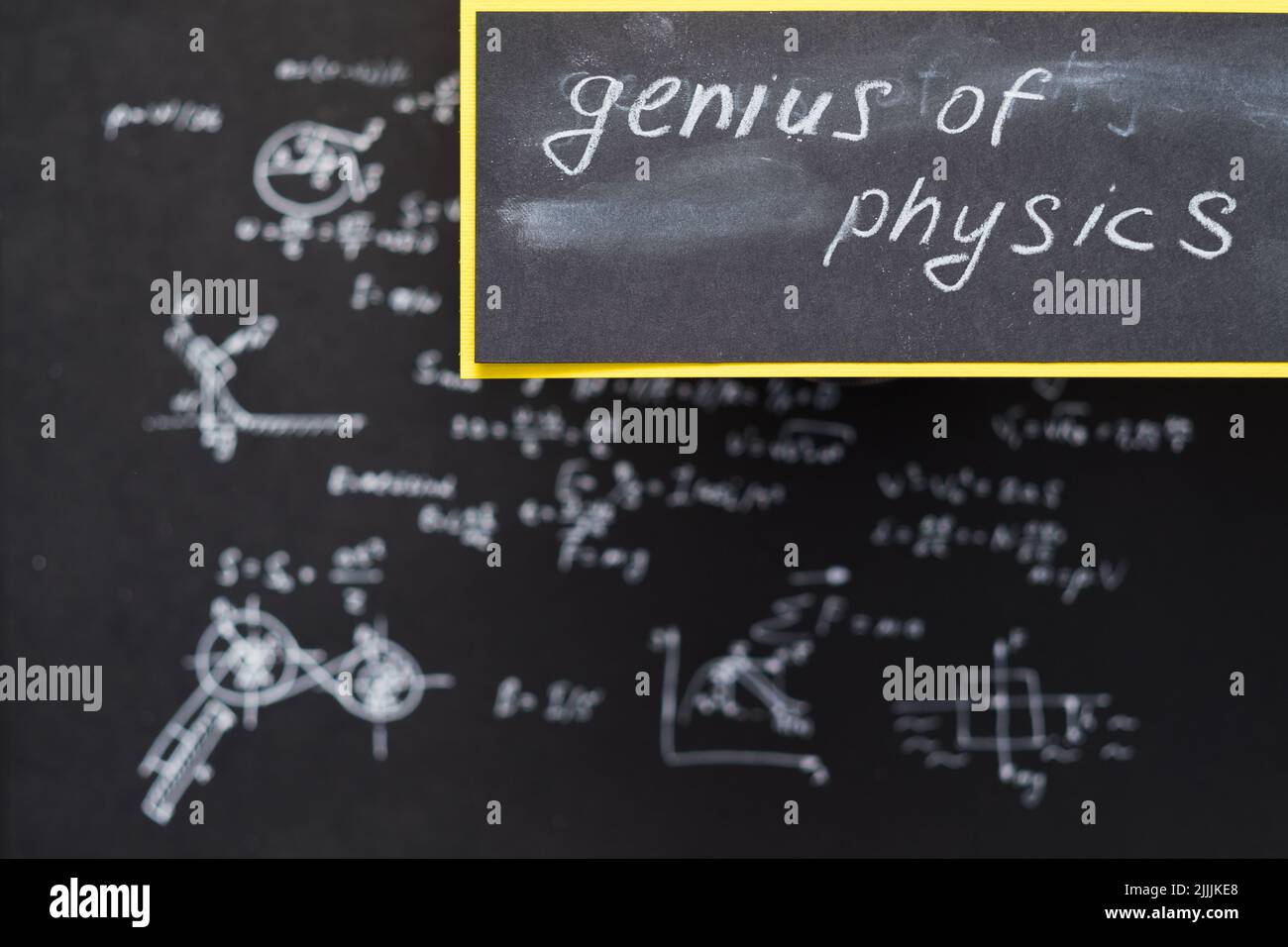 genius physics science research blur formula board Stock Photo