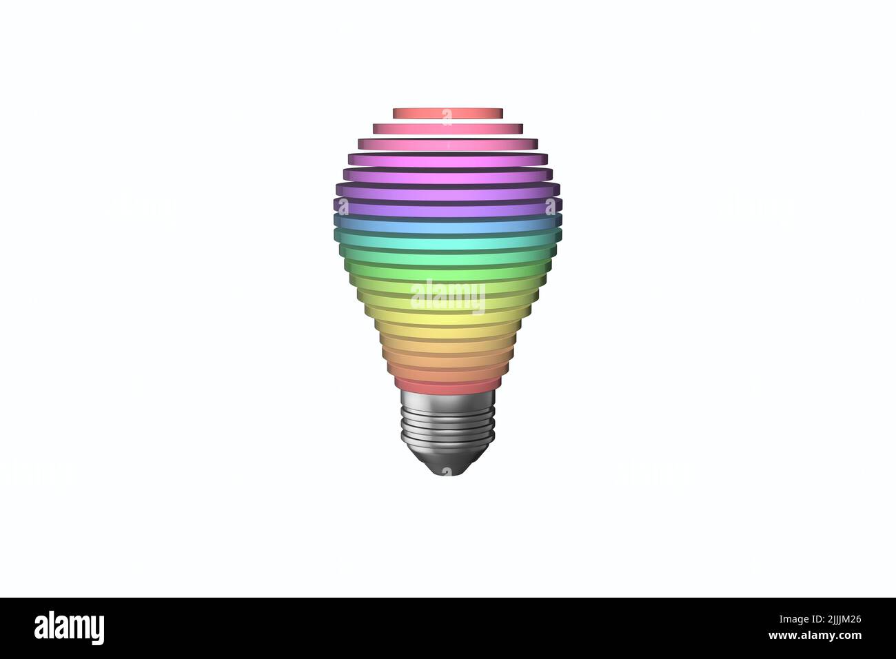 multi colored coloured light bulb lightbulb concept rainbow multi-color multi-colour light bulb cut out isolated Stock Photo