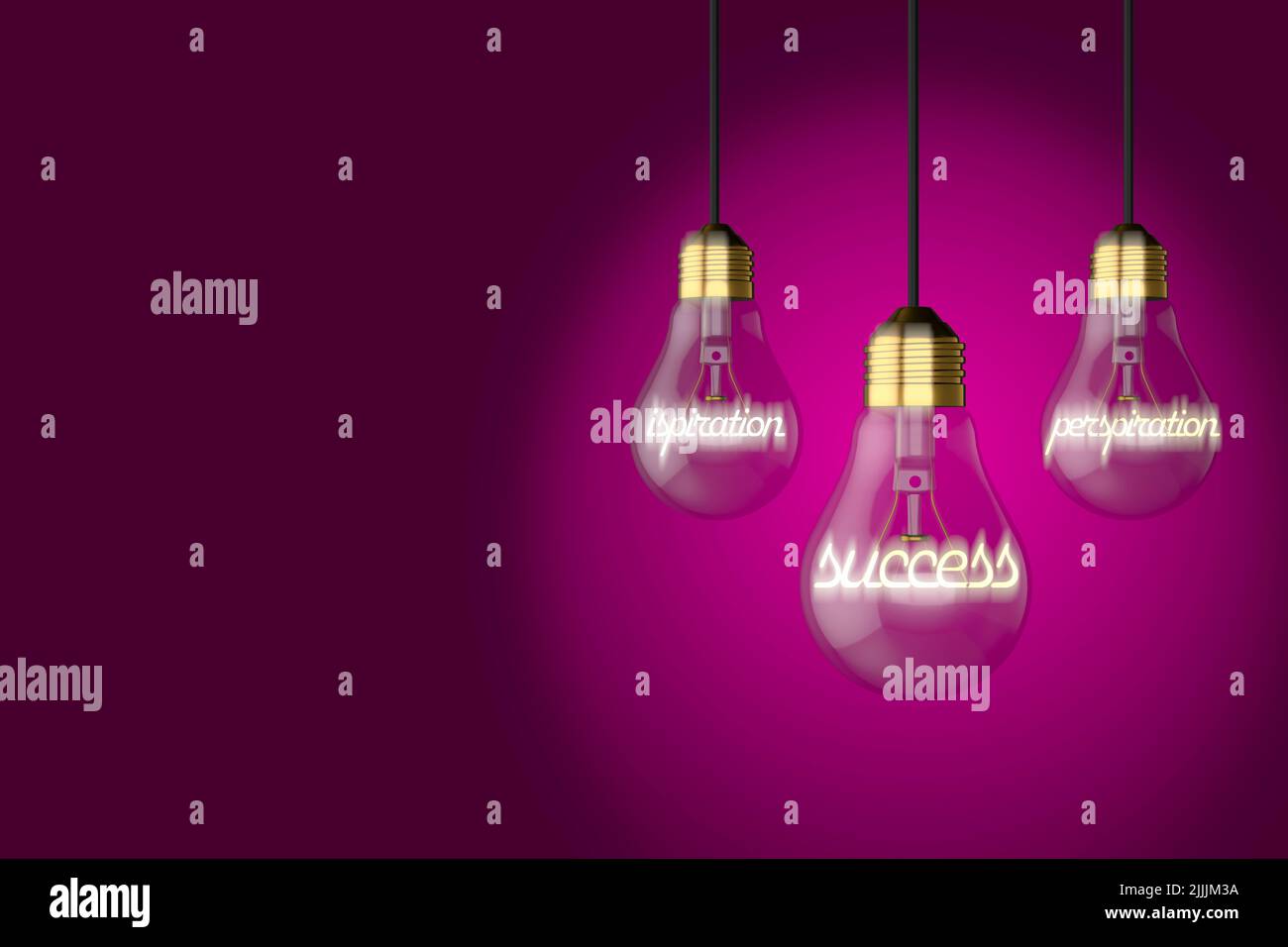 old style light bulbs lightbulbs illustrating inspiration perspiration success concept on a colourful colorful cerice pink background Stock Photo