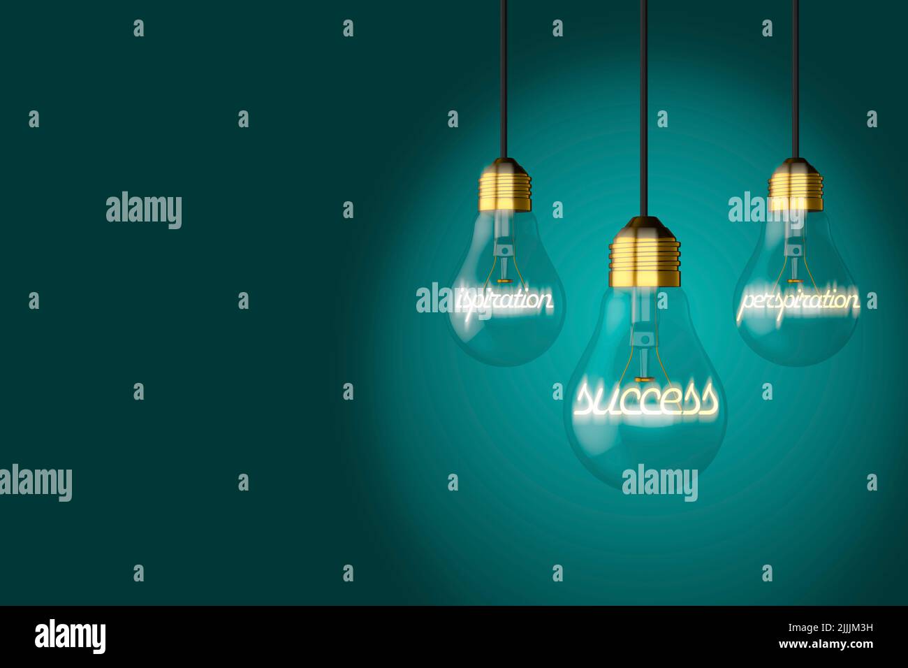 old style light bulbs lightbulbs illustrating inspiration perspiration success concept on a colourful colorful blue background Stock Photo