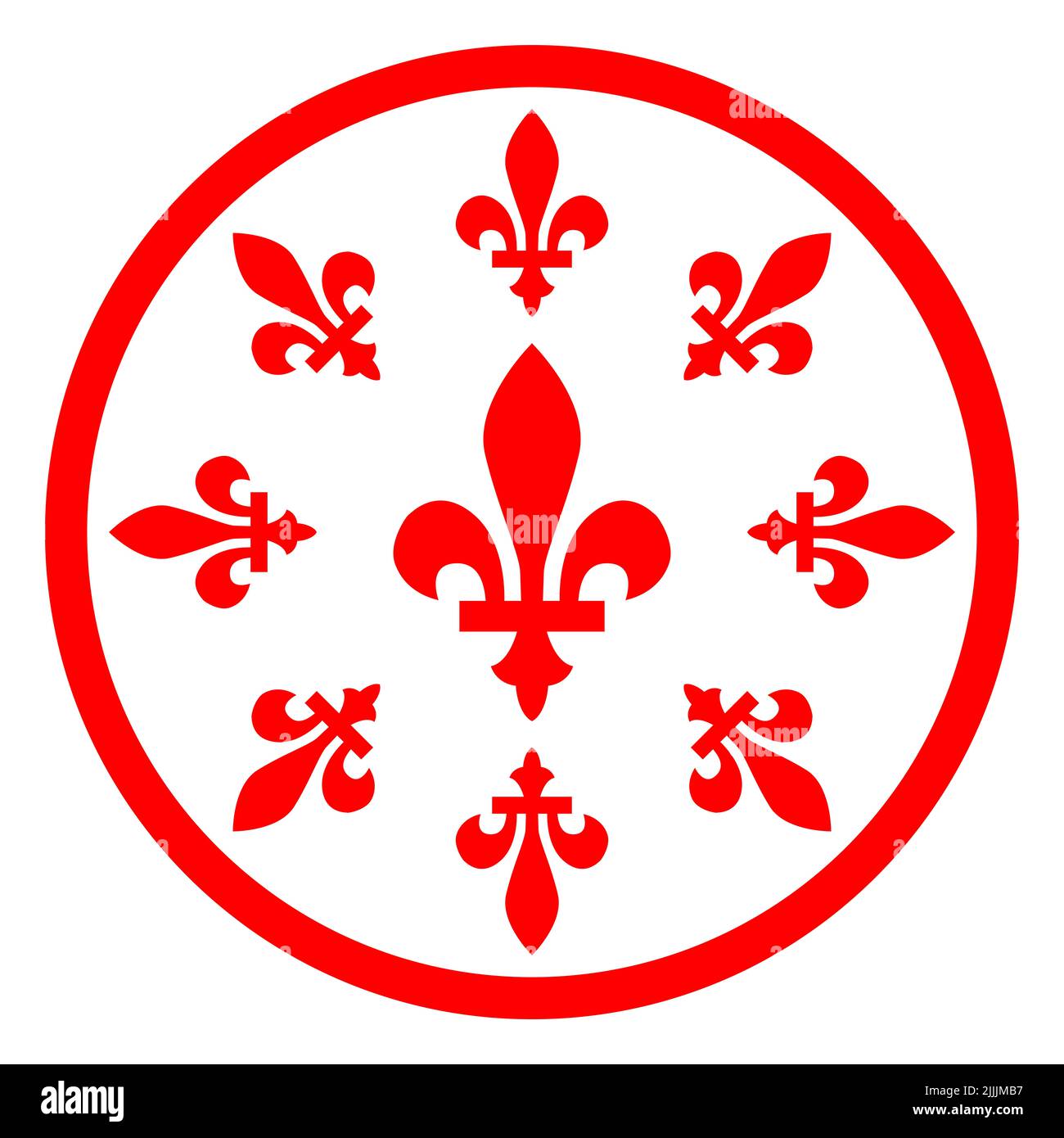 The fleur-de-lys motif as found on the flag of Quebec Canada Stock Photo