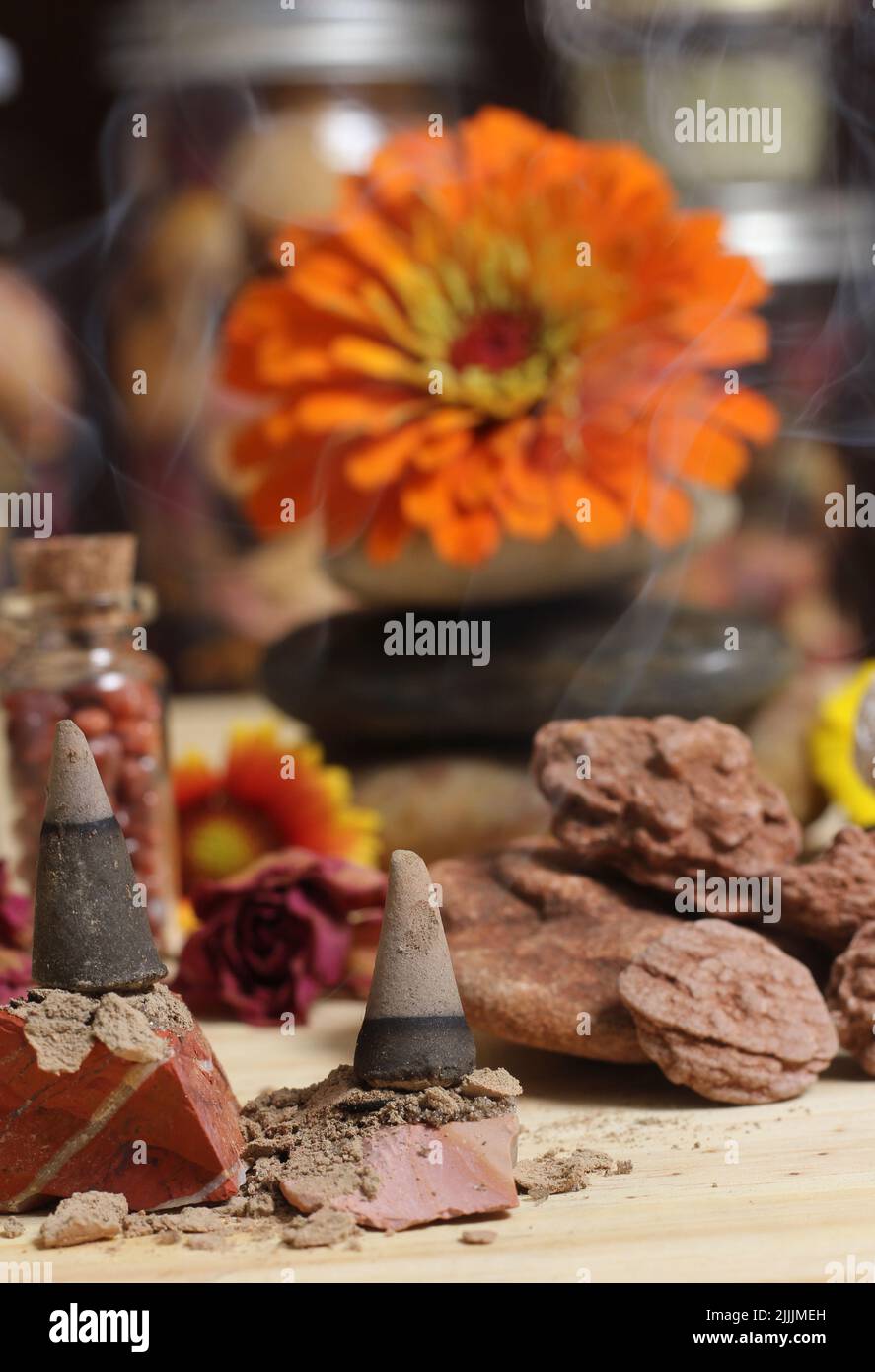 Desert Rose Rocks From Oklahoma on Meditation Altar Stock Photo - Alamy