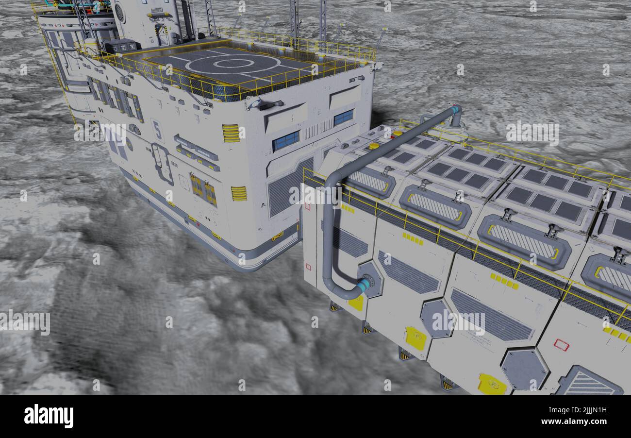 3D Illustration. Moon colony. Base on Moon. Life on Moon Stock Photo ...