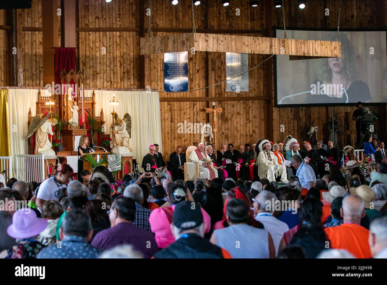 Alexis Cree Nation, Canada. 26th July, 2022. Pope Francis performs the