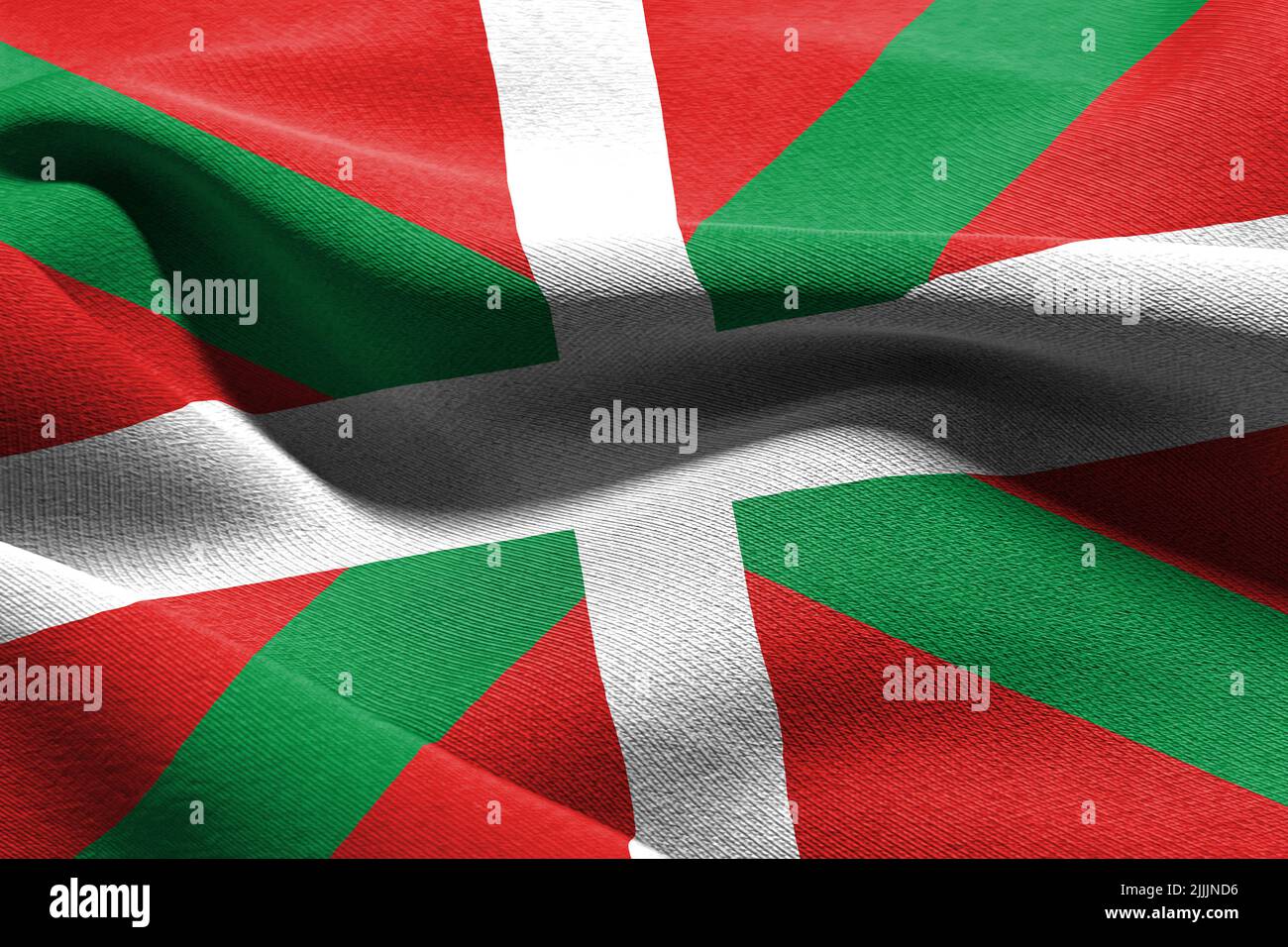 3D illustration flag of Basque Country is a region of Spain. Waving on ...