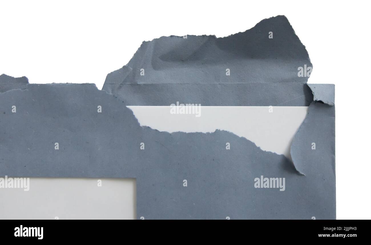 Torn envelope paper with white letter visible, isolated Stock Photo - Alamy