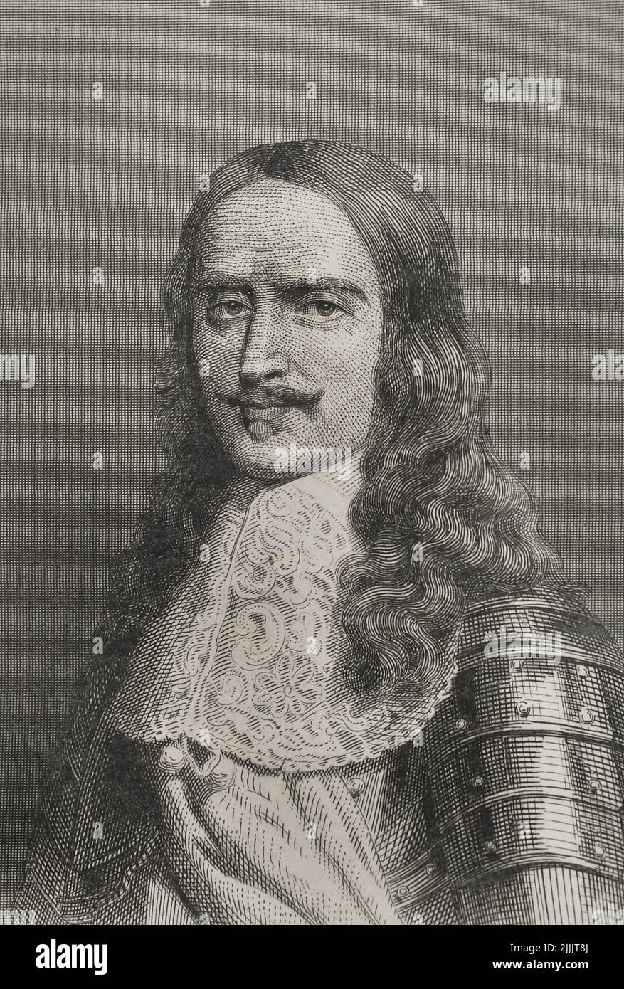 Henri de la Tour d'Auvergne-Bouillon (1611-1675). French nobleman and military. Appointed Marshal of France in 1643 and Marshal-General of the Camps and Armies of the King in 1660. Portrait. Engraving by Geoffroy. 'Historia Universal', by César Cantú. Volume VIII. 1858. Stock Photo