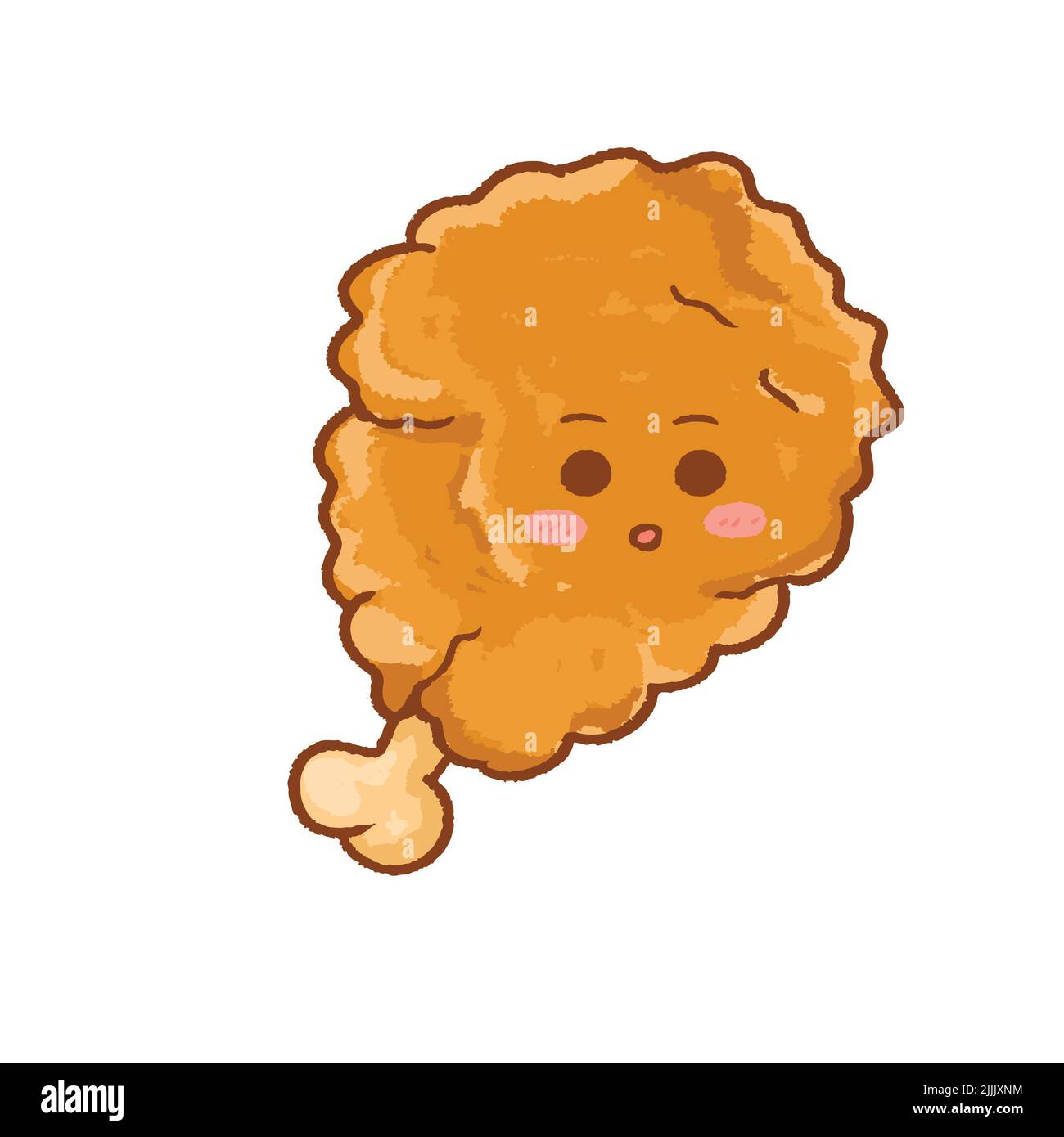 Cute cartoon fried chicken drumstick fast food Stock Photo