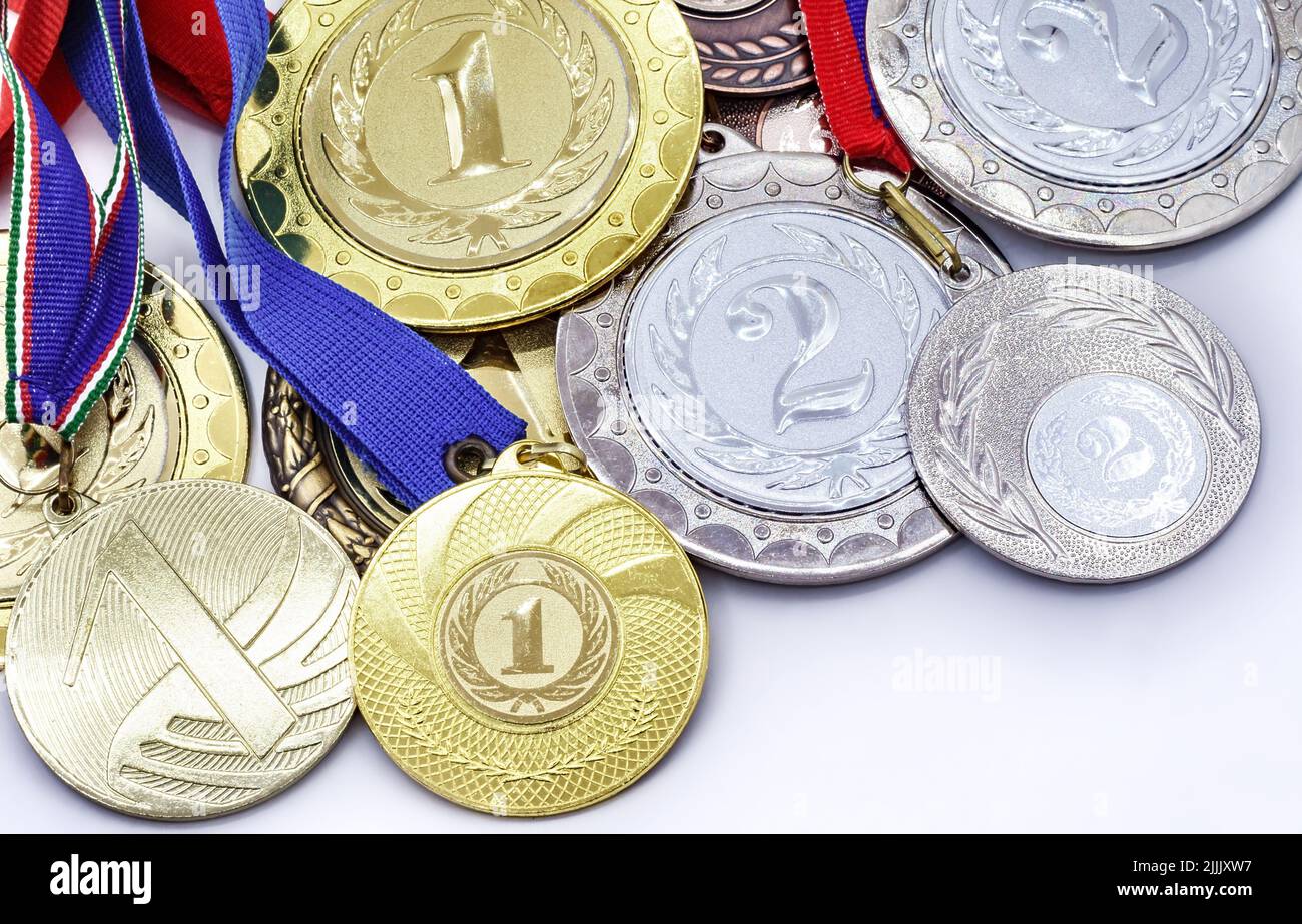 A sports award. Medals for sports achievements. Medals gold, silver and