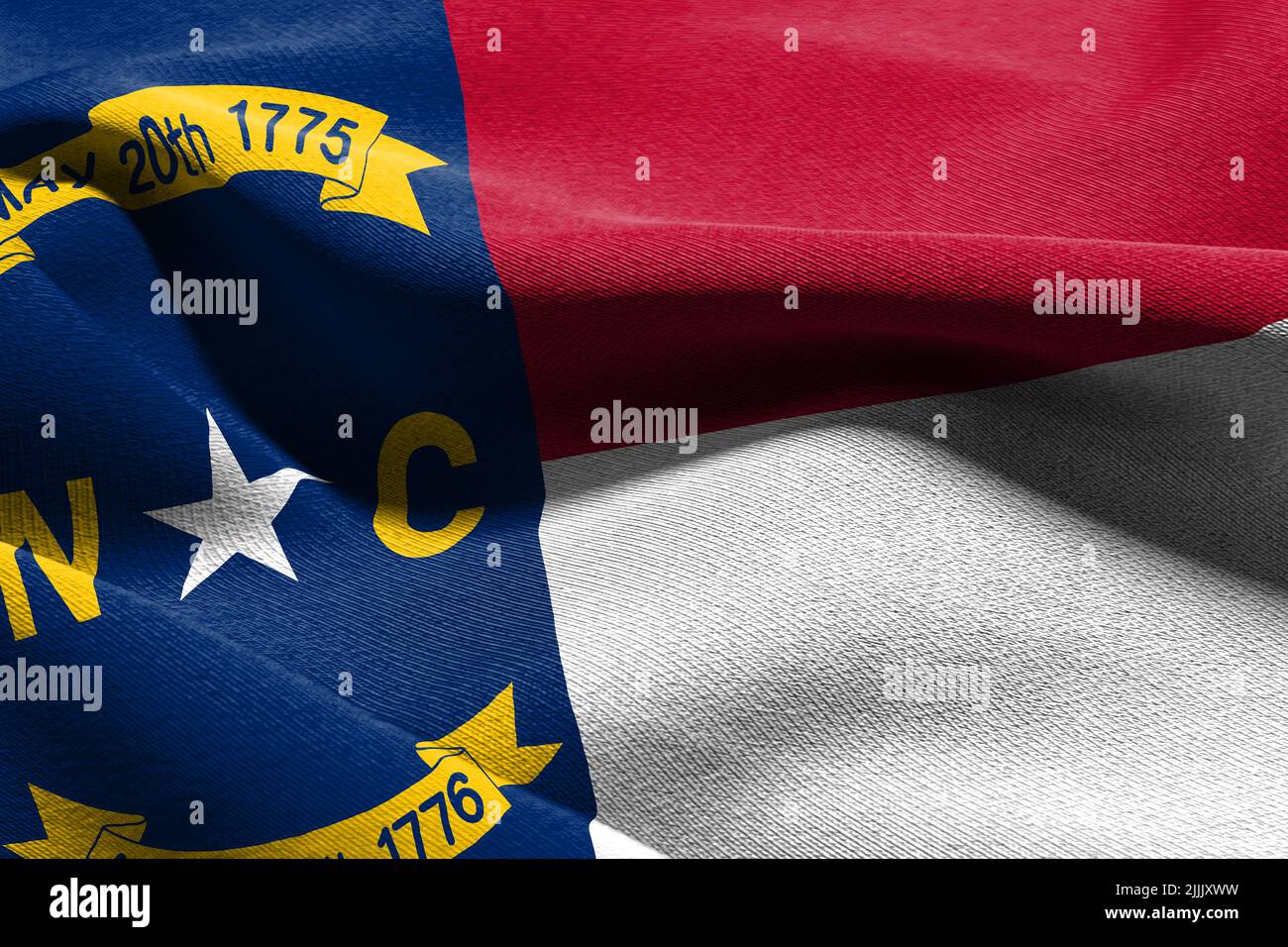 3D illustration flag of North Carolina is a state of United States ...