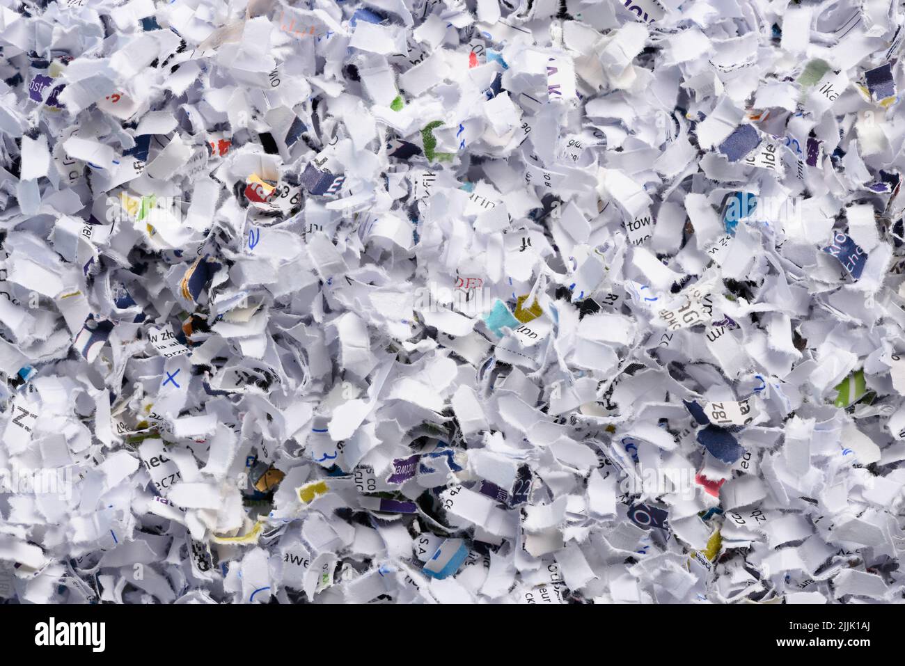 Cross cut shredded paper background texture top view Stock Photo