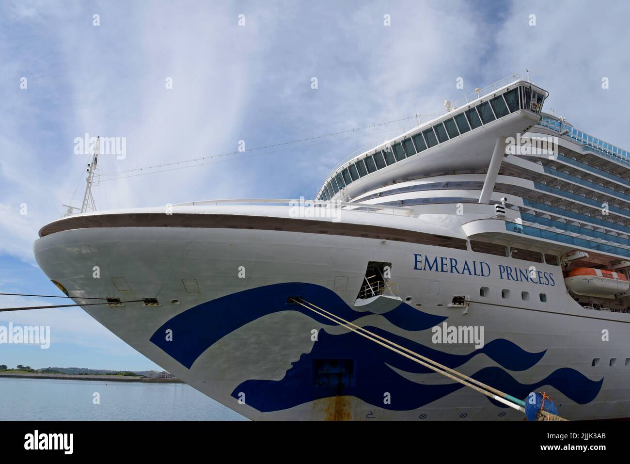 The Emerald Princess cruise ship moored alongside the heritage centre