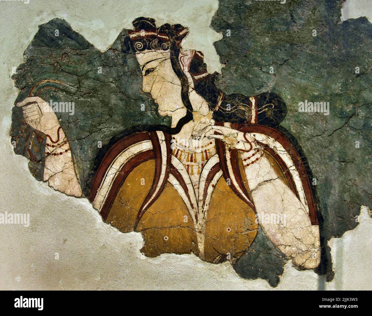 Mycenaean Lady' fresco. Acropolis of Mycenae, Cult Centre. 13th c. BC, Mycenaean Greece , Mycenaean civilization, Bronze Age in Ancient Greece 1750 to 1050 BC, Mycenae, National Archaeological Museum in Athens. Stock Photo