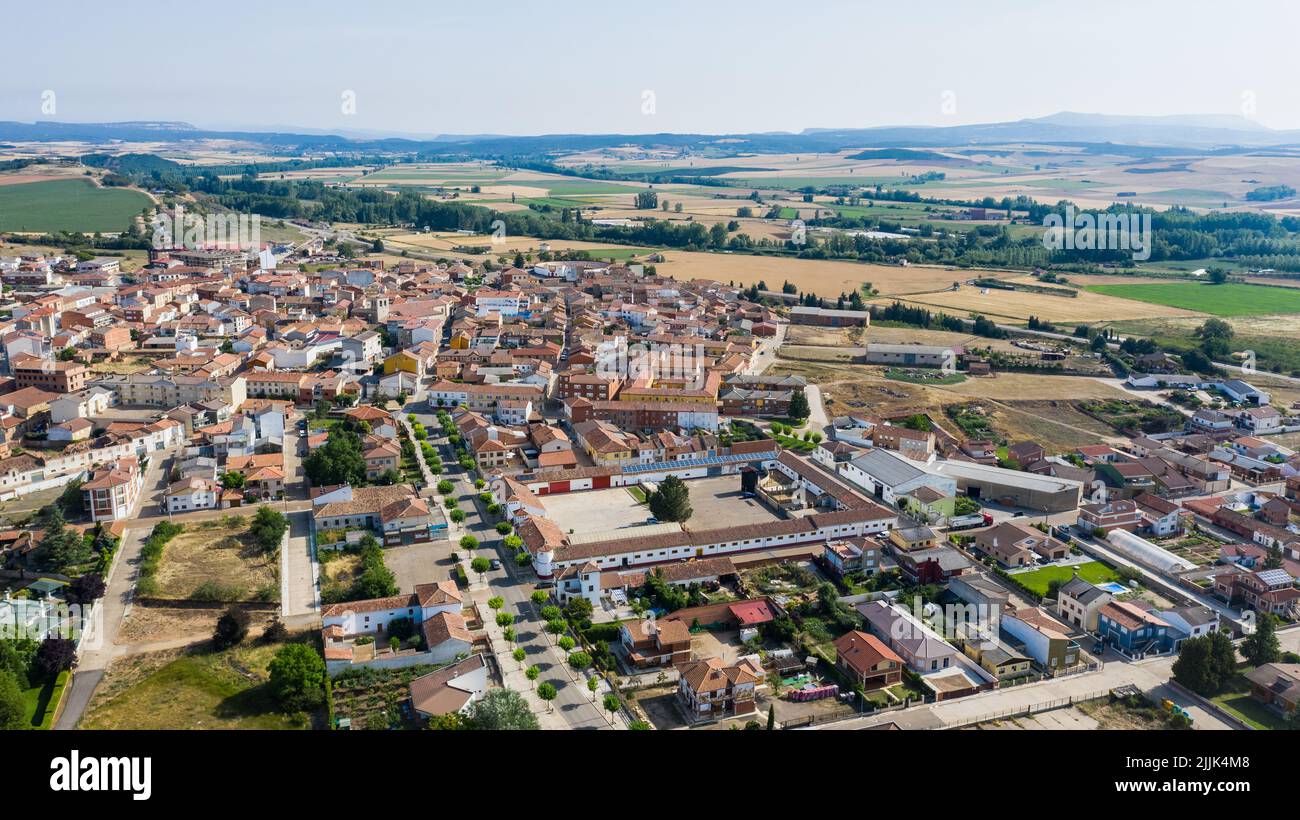 aerial view in Herrera de Pisuerga, Palencia, Spain Stock Photo