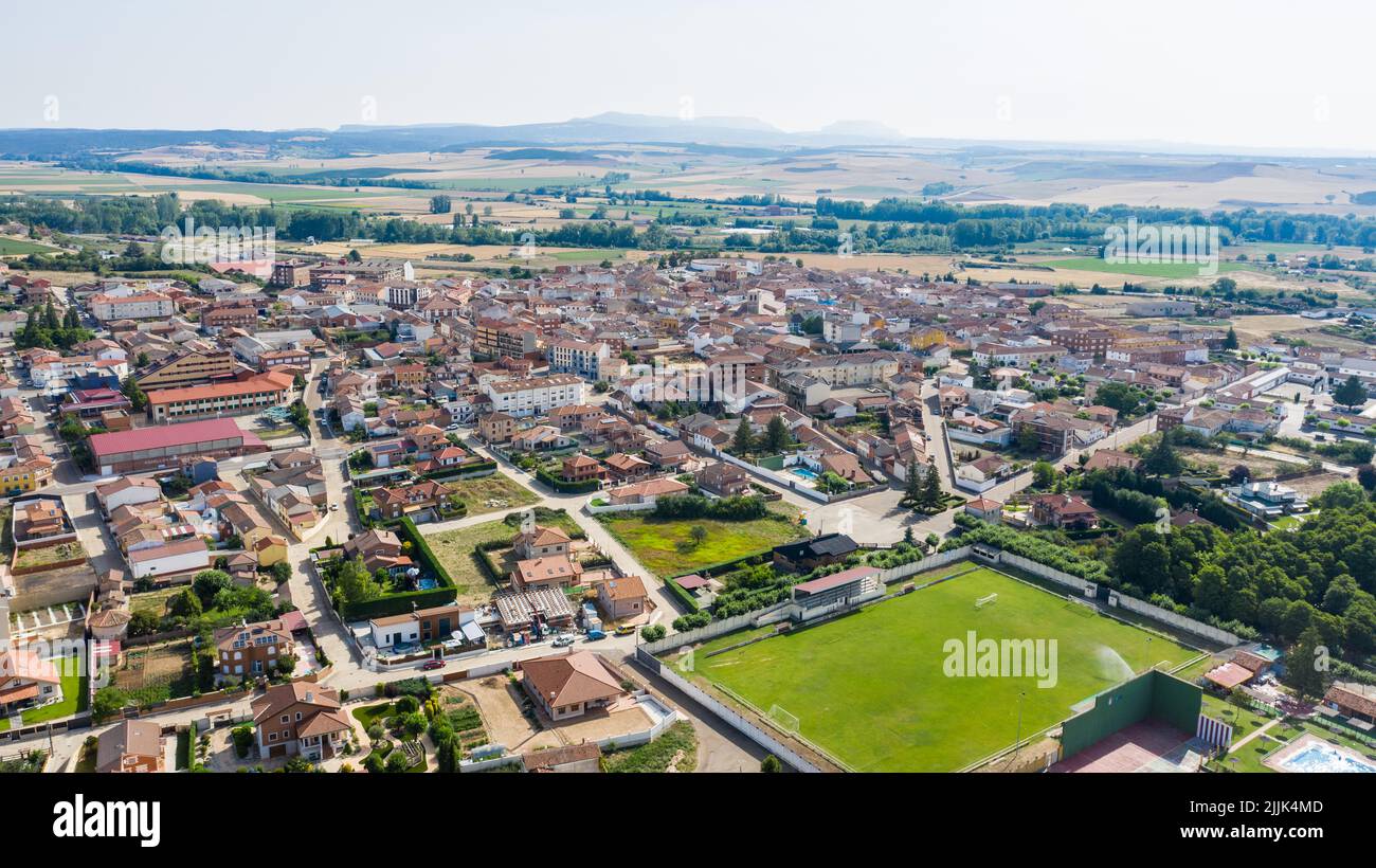 aerial view in Herrera de Pisuerga, Palencia, Spain Stock Photo