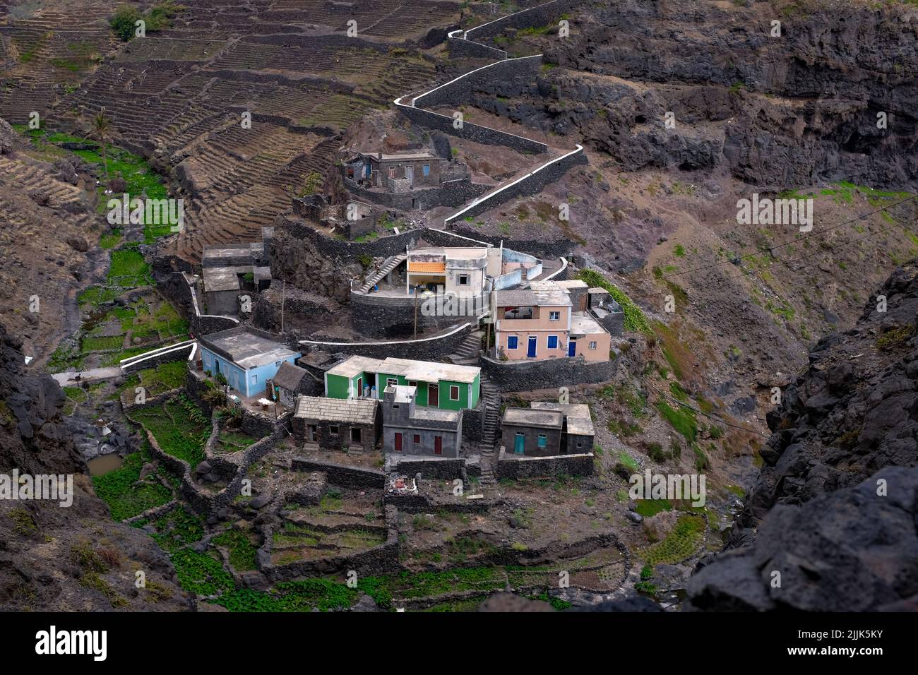 An aerial view of colorful houses on a mountain Stock Photo - Alamy