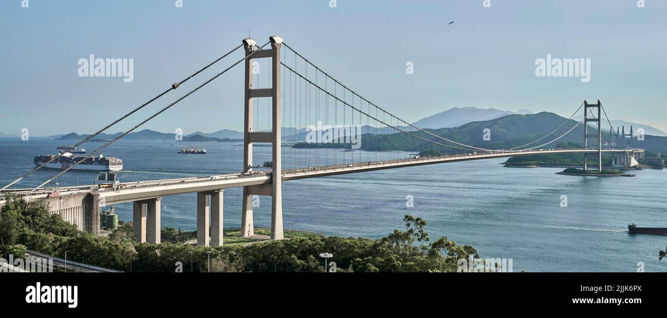 HONG KONG Tsing Ma Bridge Stock Photo