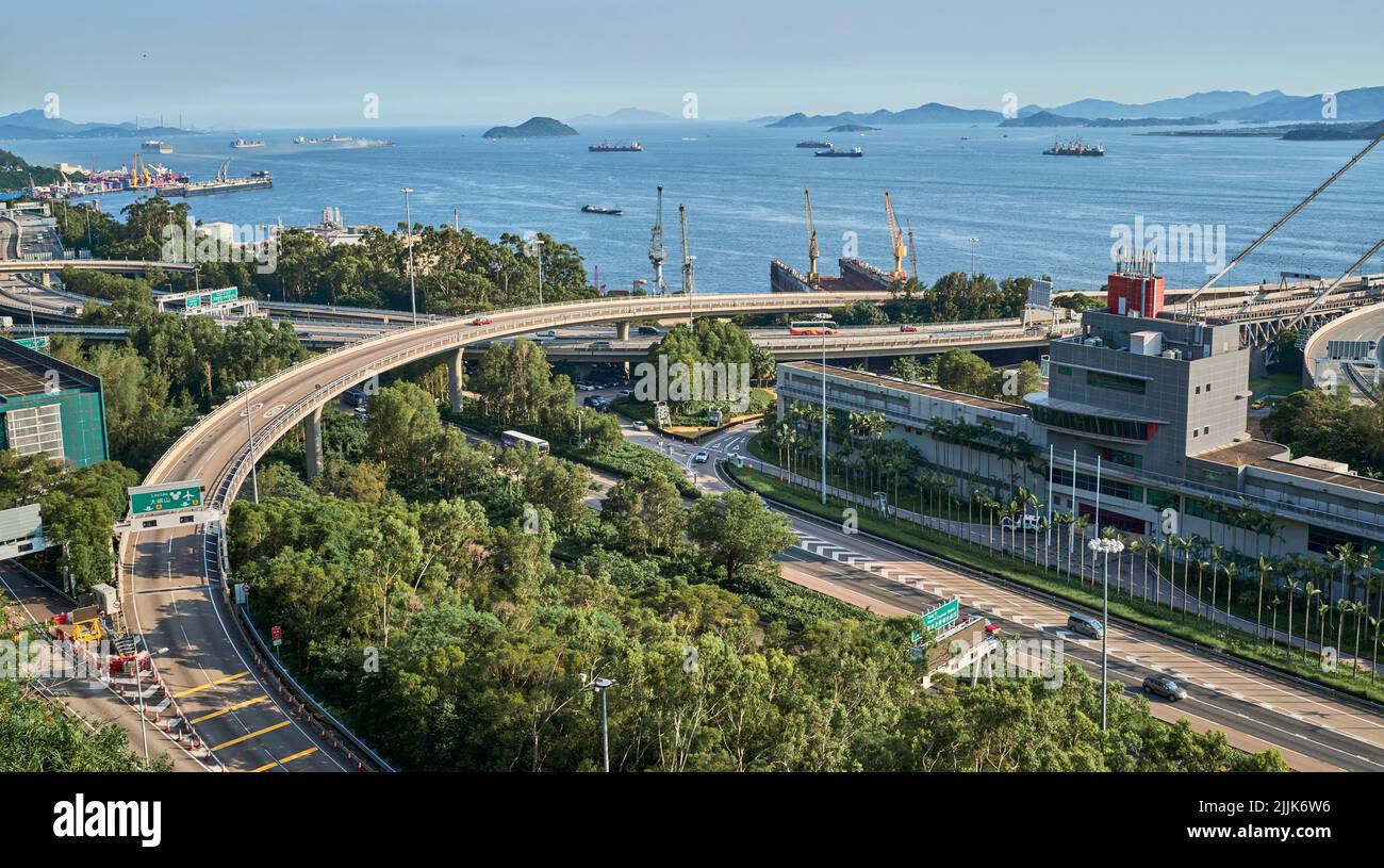 HONG KONG Tsing Ma Bridge Stock Photo