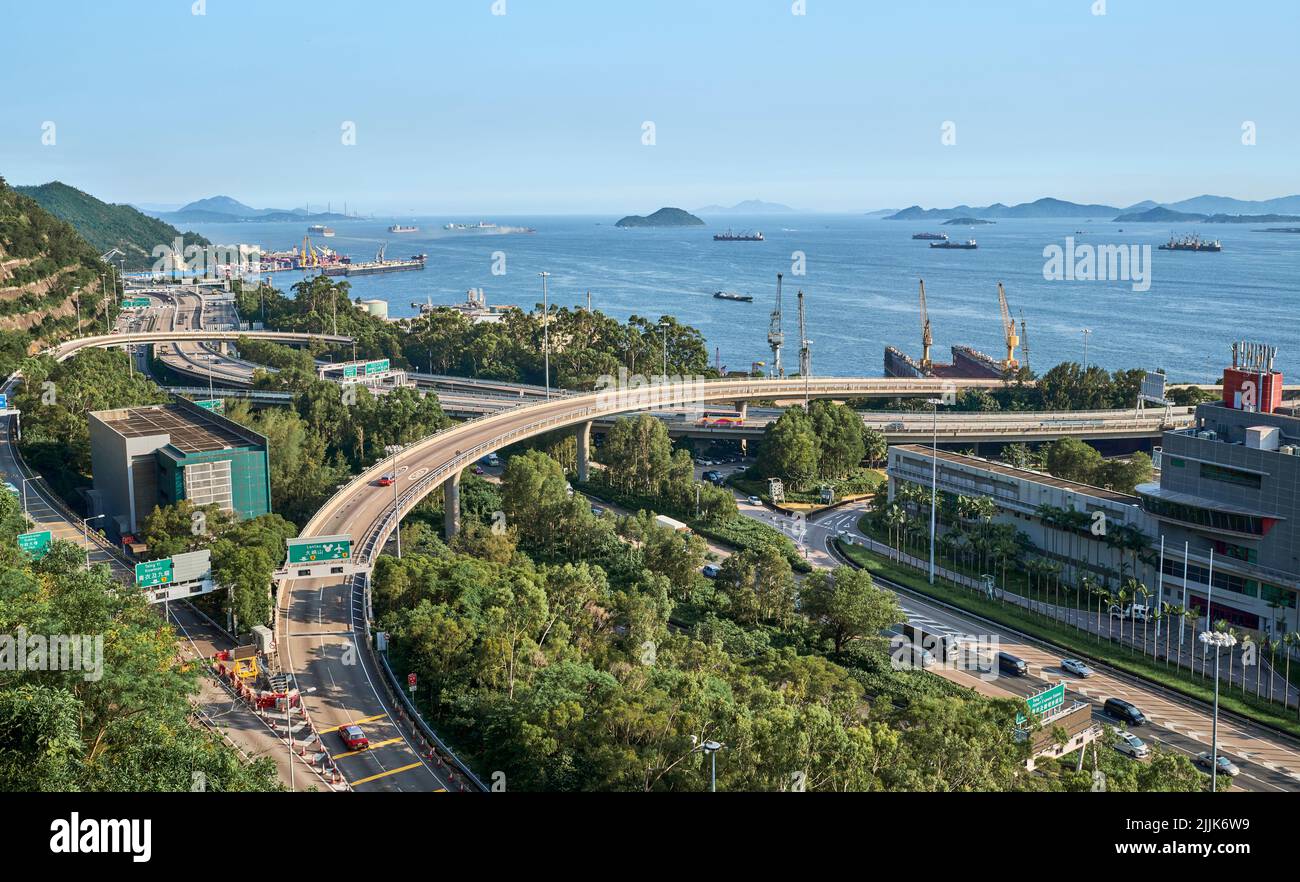 HONG KONG Tsing Ma Bridge Stock Photo