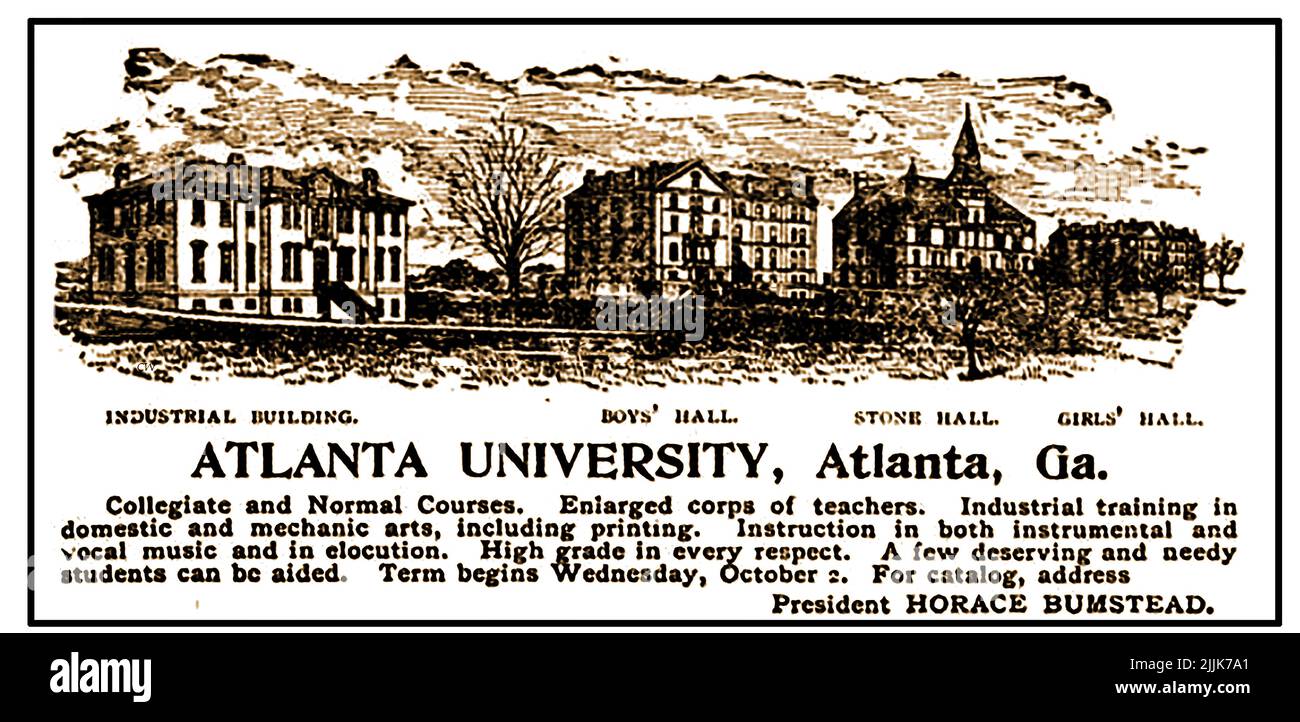 An 1896 pictorial advertisement for Atlanta University, Georgia, USA Stock Photo