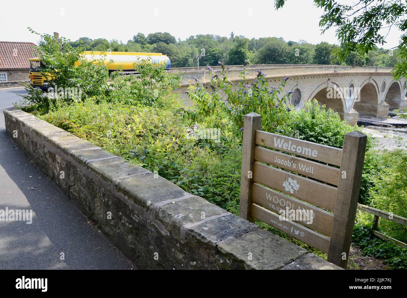 historic coldstream bridge on river tweed on england and scotland border in summer 2022 UK Stock Photo