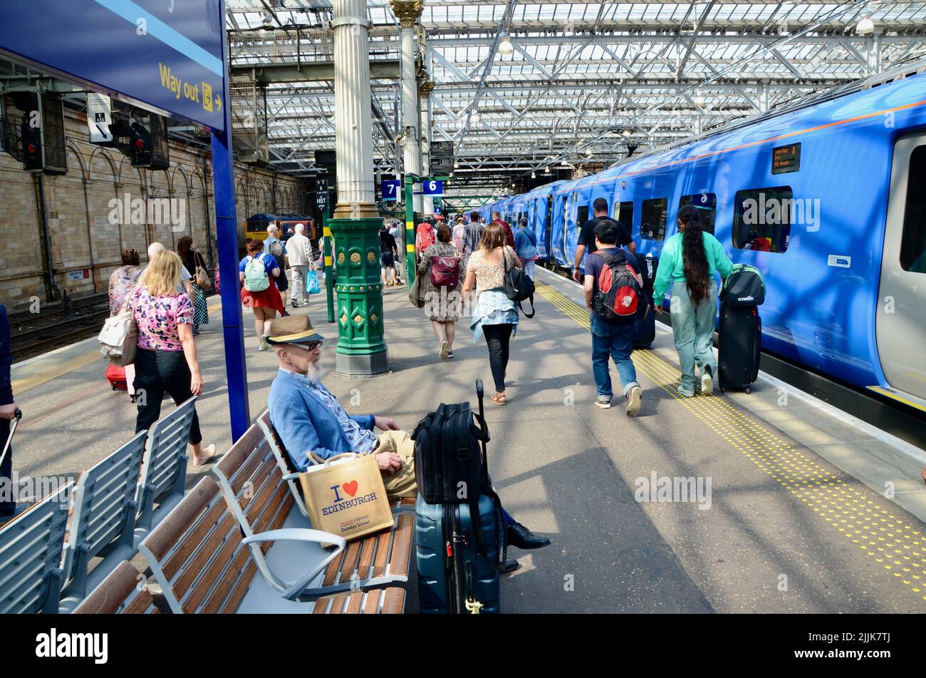 edinburgh waverley railway station royal mile scotland in summer 2022 UK Stock Photo