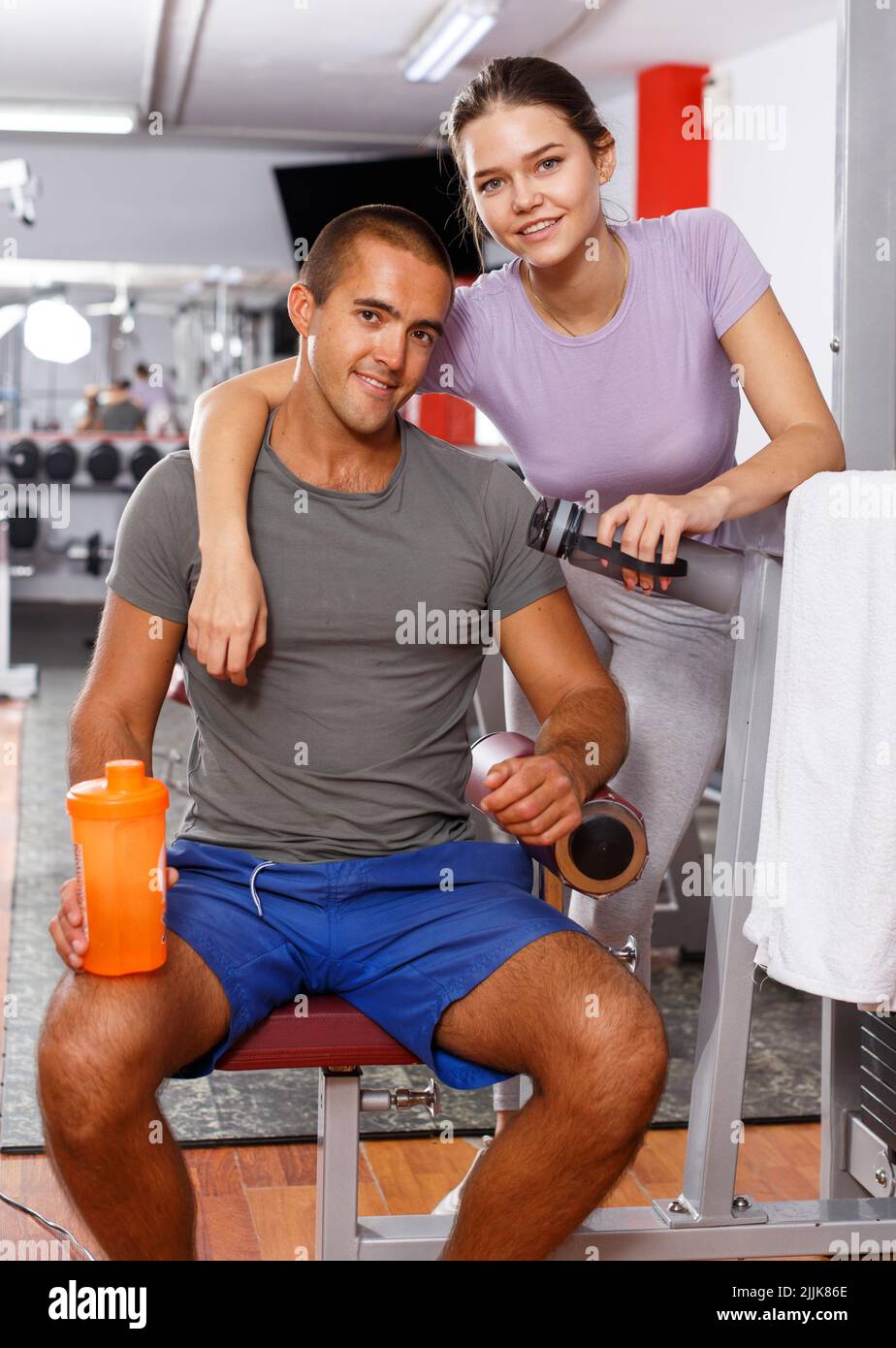 Portrait of cheerful sporty couple Stock Photo