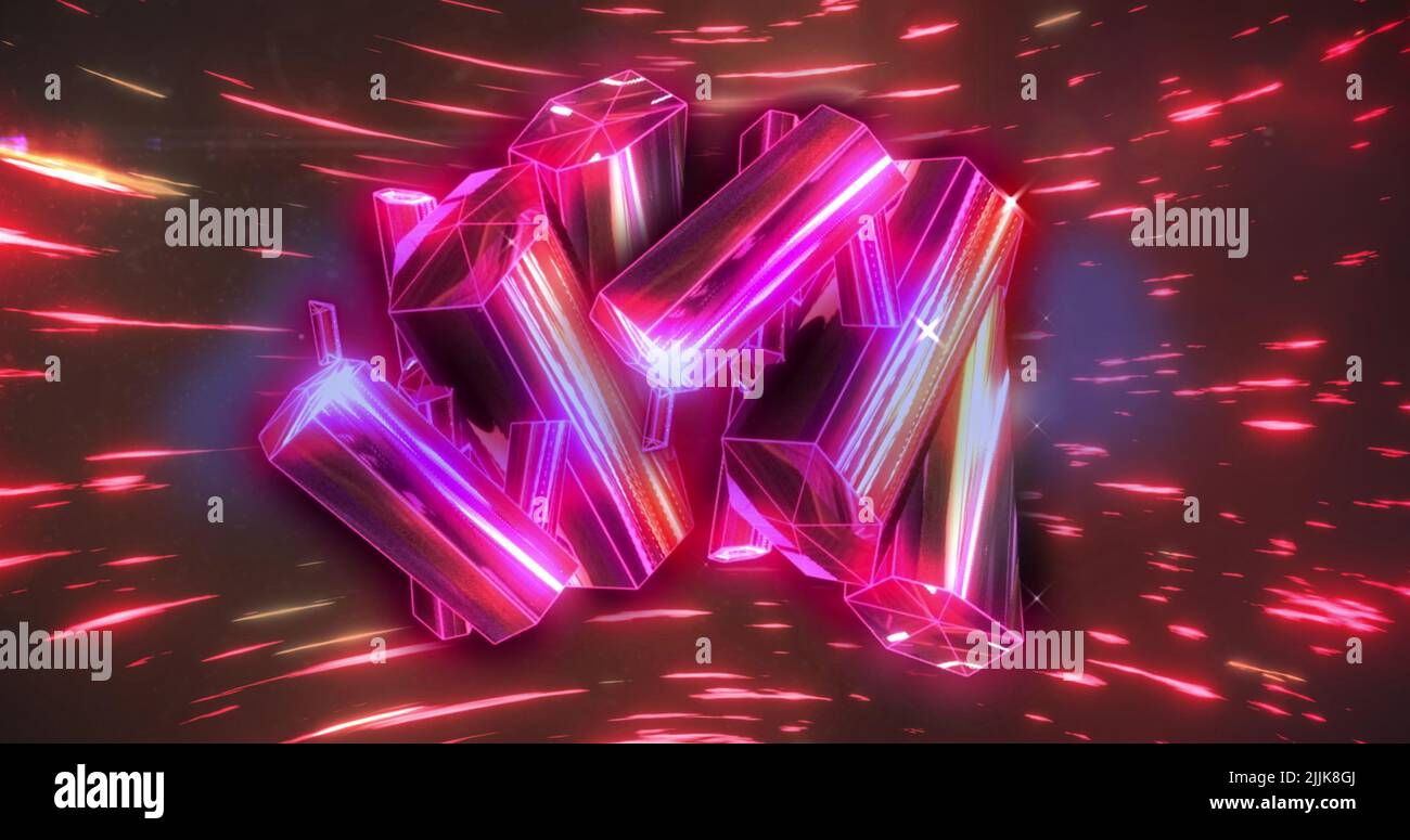 Image of pink diamonds over red lights moving fast Stock Photo - Alamy