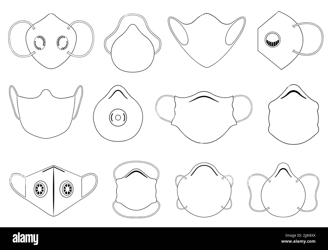 Collection of different face masks isolated on white Stock Photo Alamy