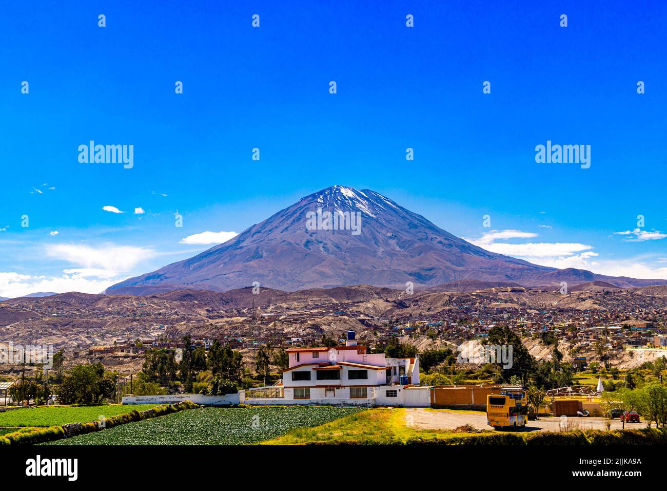 The view of Misti, known as Putina, Guagua Putina. Arequipa, Peru. Stock Photo