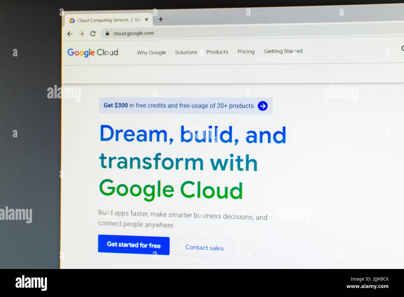 Google Cloud GCP services webpage Stock Photo