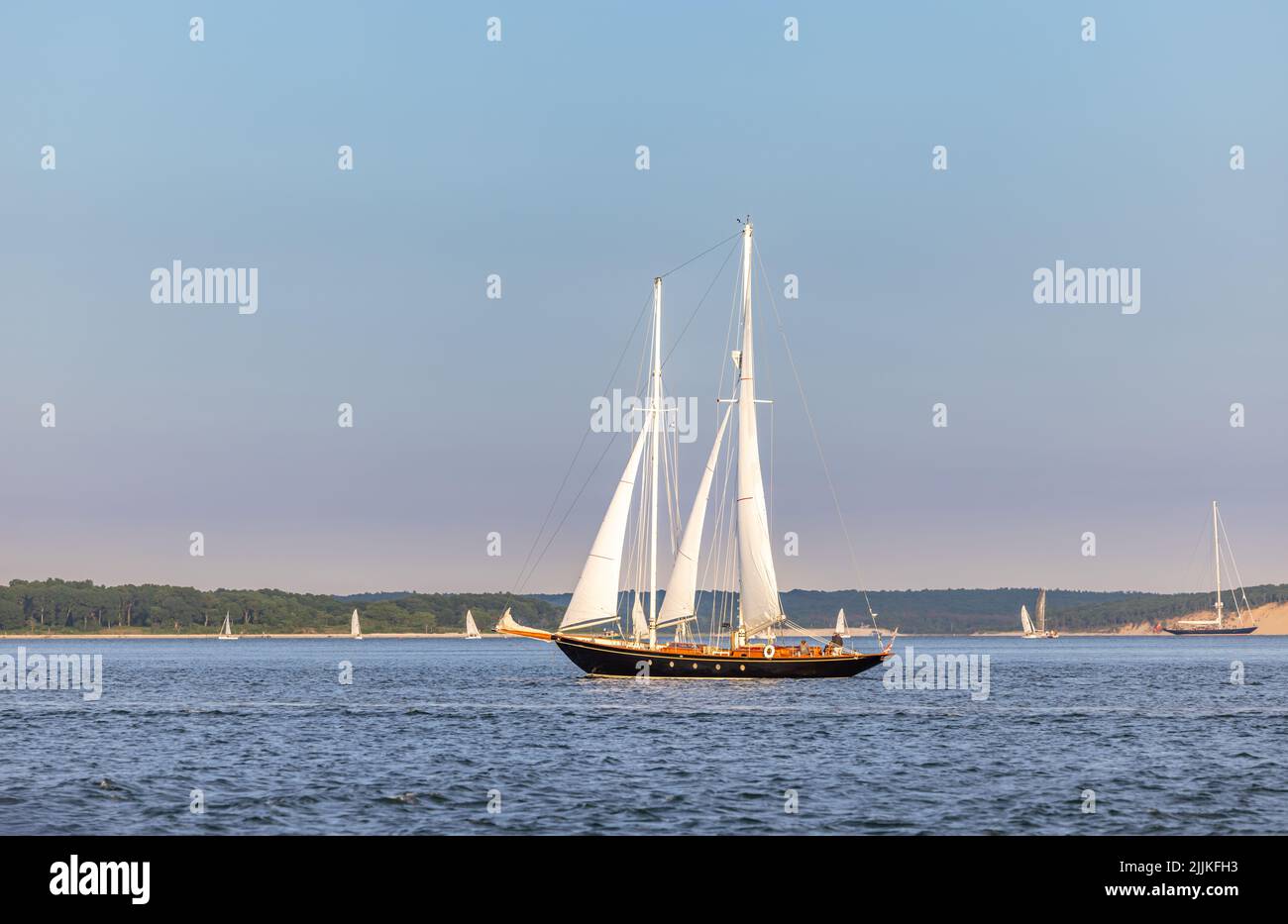 Large sail boat off shelter island, ny Stock Photo