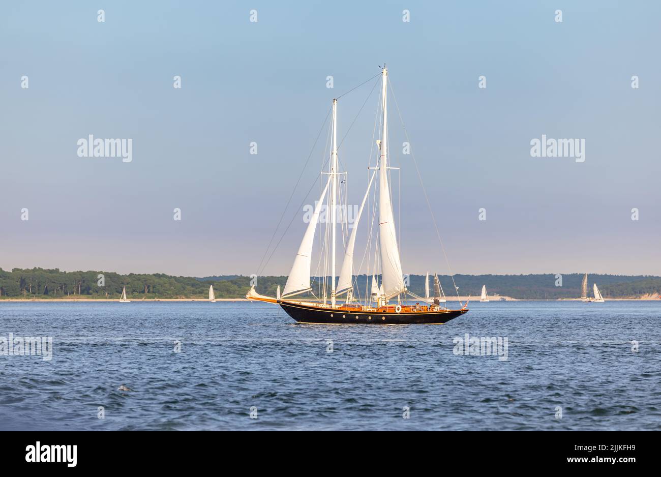 Large sail boat off shelter island, ny Stock Photo