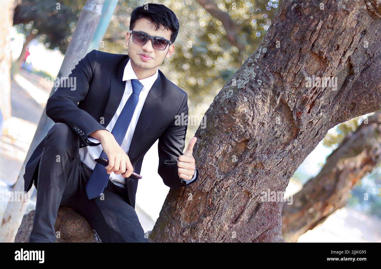 indian boy casual pose premium stock image