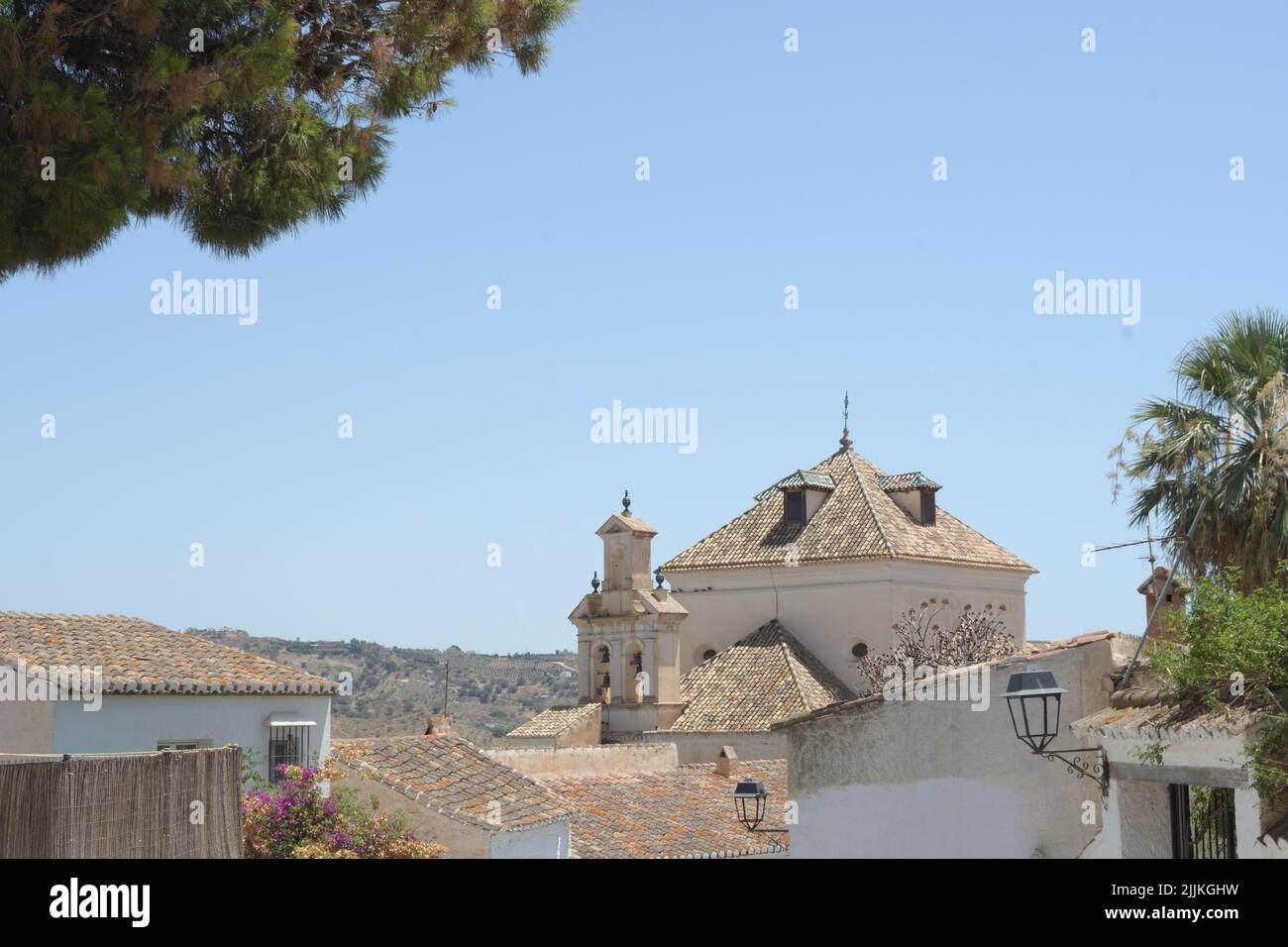 View of Church of San Jacinto, Macharaviaya, Spain Stock Photo