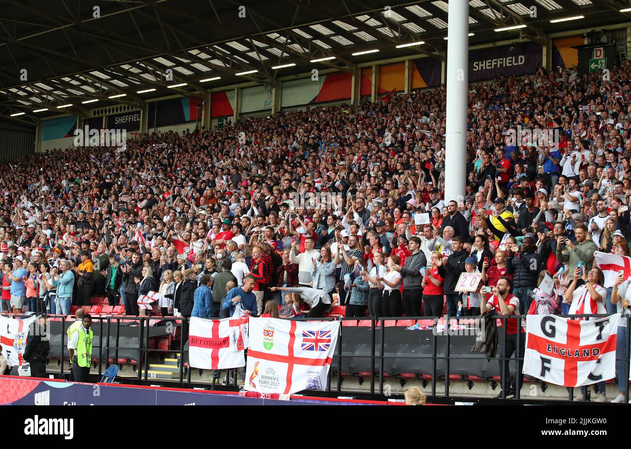 Sheffield, England, 26th July 2022. General view of fans during the UEFA Women's European Championship 2022 match at Bramall Lane, Sheffield. Picture credit should read: Simon Bellis / Sportimage Stock Photo