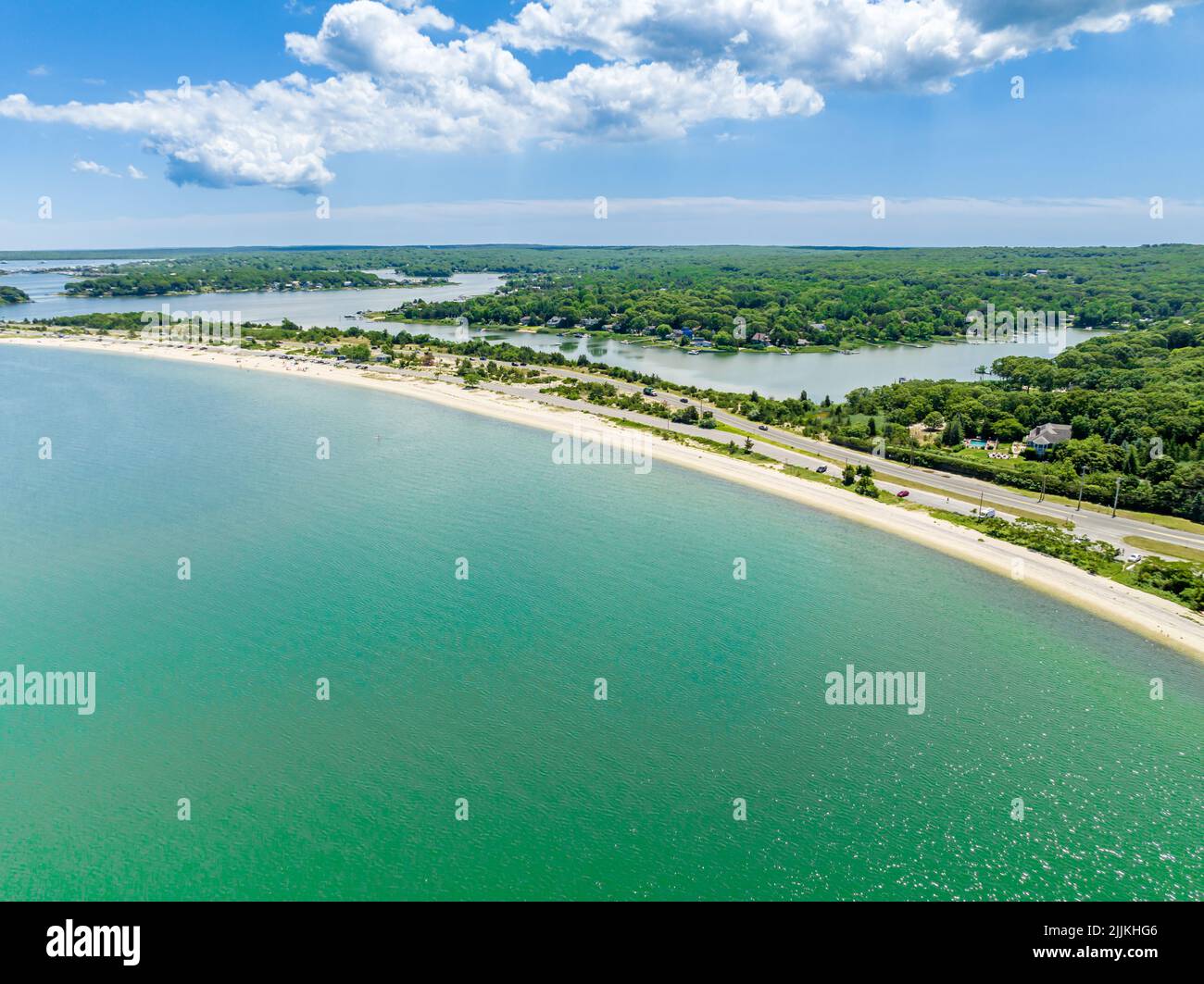 aerial view of Foster Memorial Beach and area Stock Photo