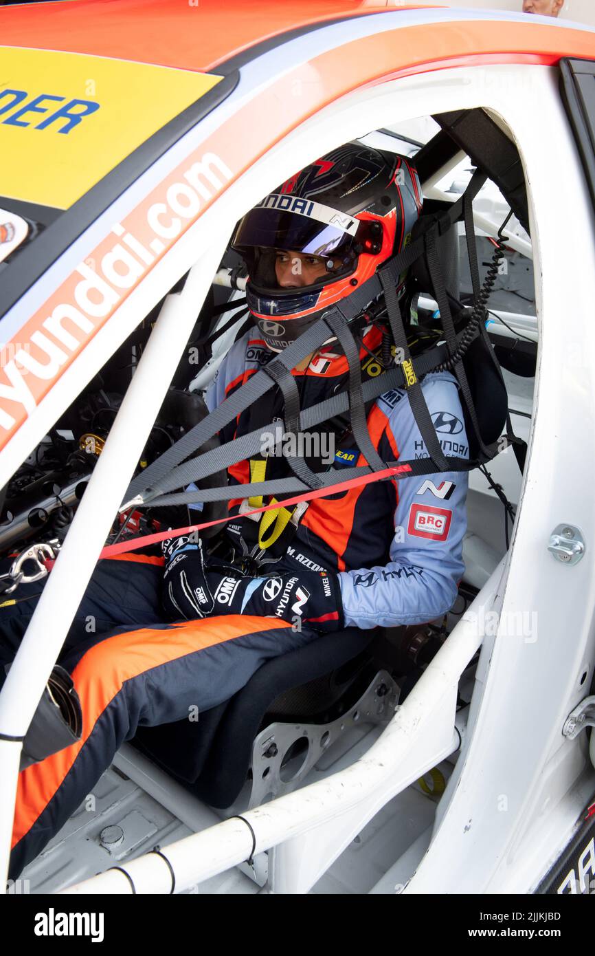 Race car driver seat in cockpit ready with racing suit. Vallelunga, Italy, july 24 2022, Race of