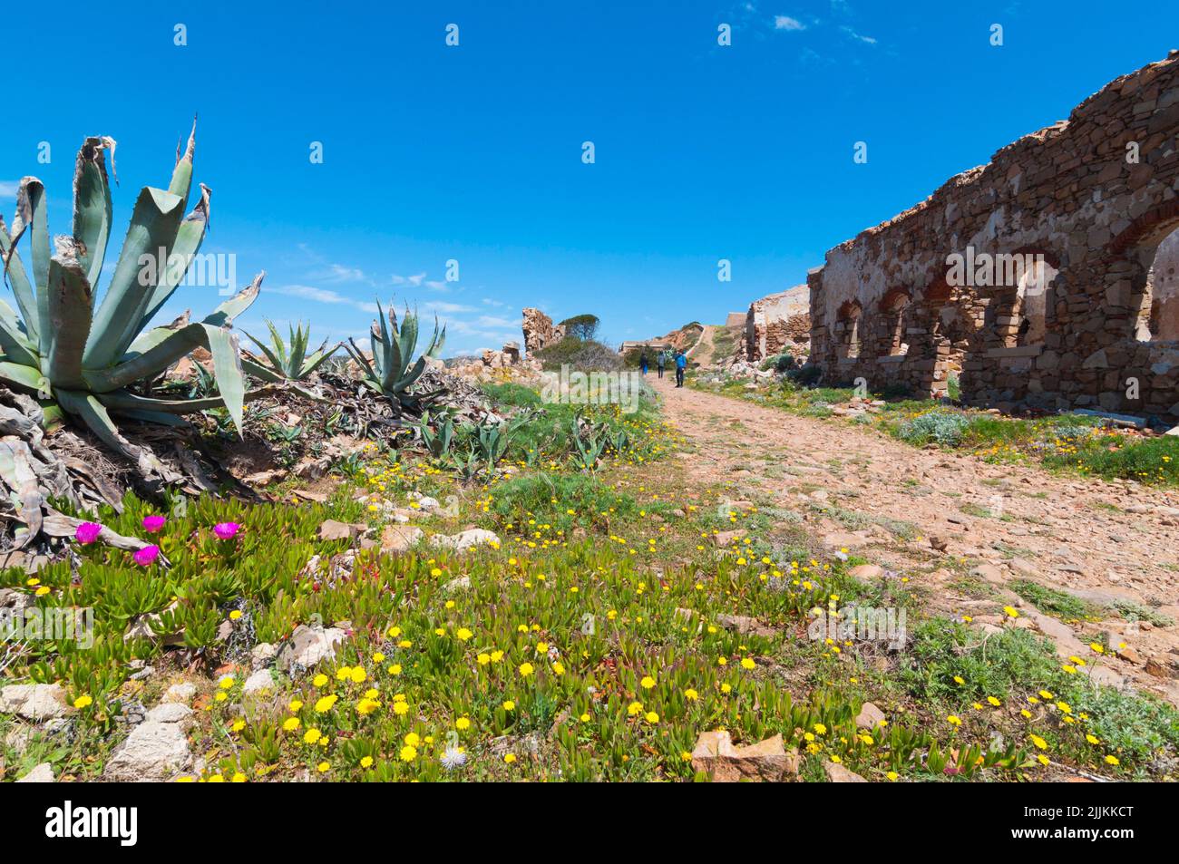 The ruins of Fortezza Bastiani fortification on Caprera Island, Sardinia, Italy Stock Photo