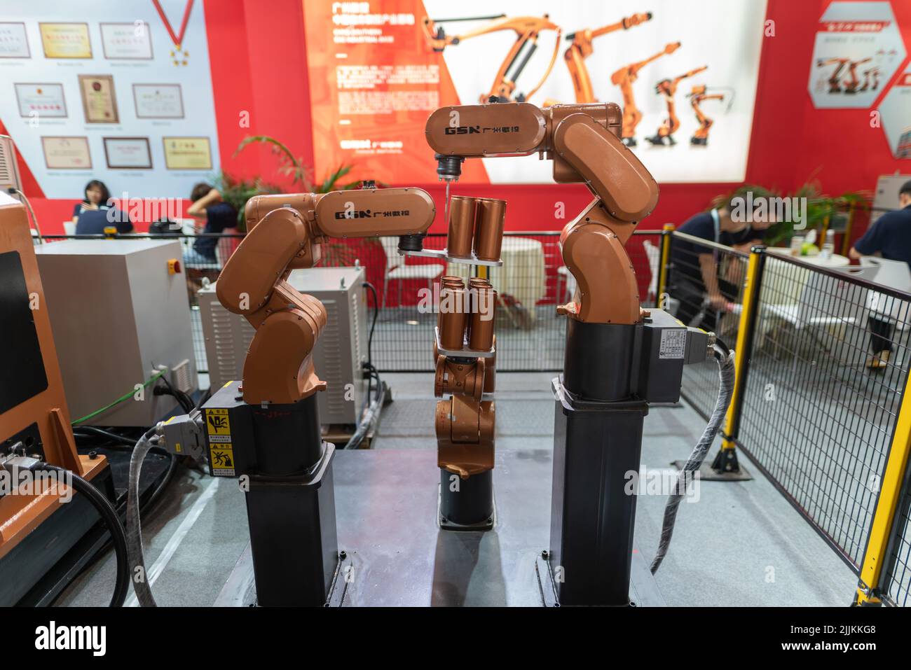 A Robot arm display in Smart China Expo in Chongqing, China Stock Photo
