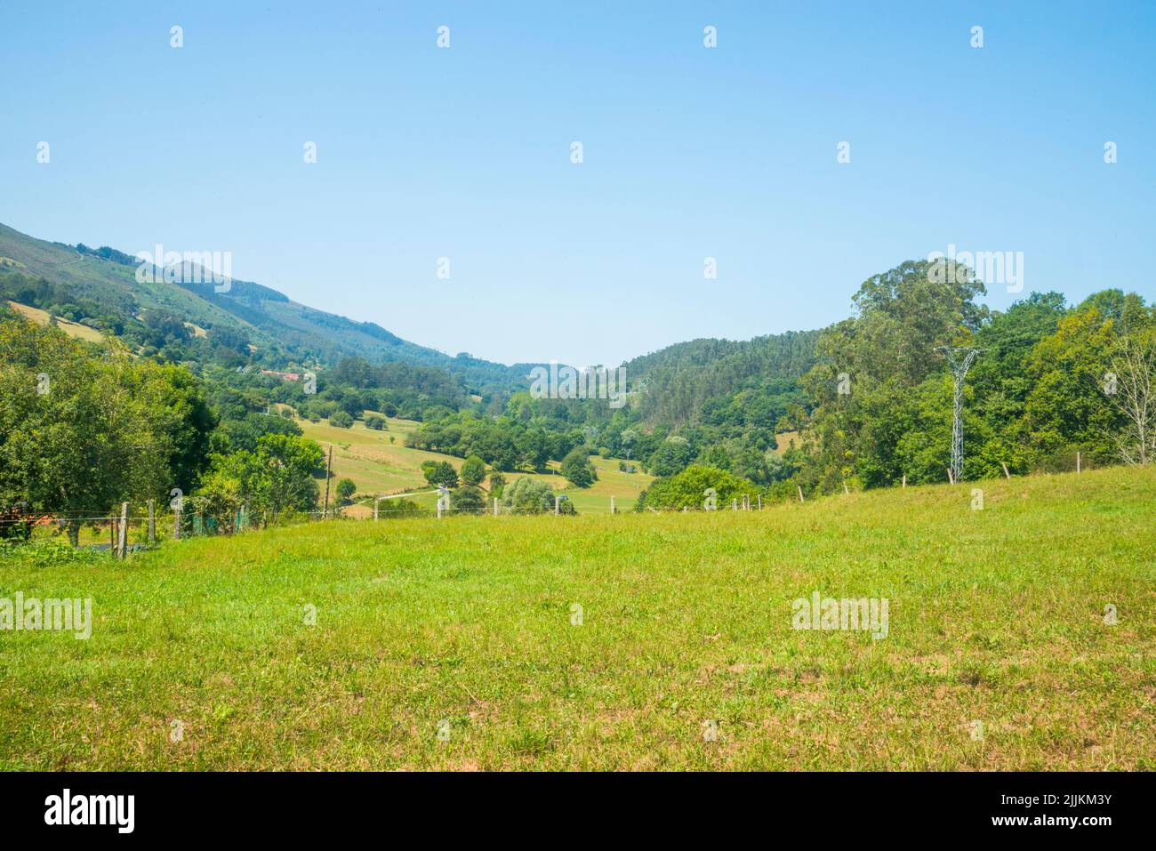 Landscape. Yermo, Cantabria, Spain. Stock Photo