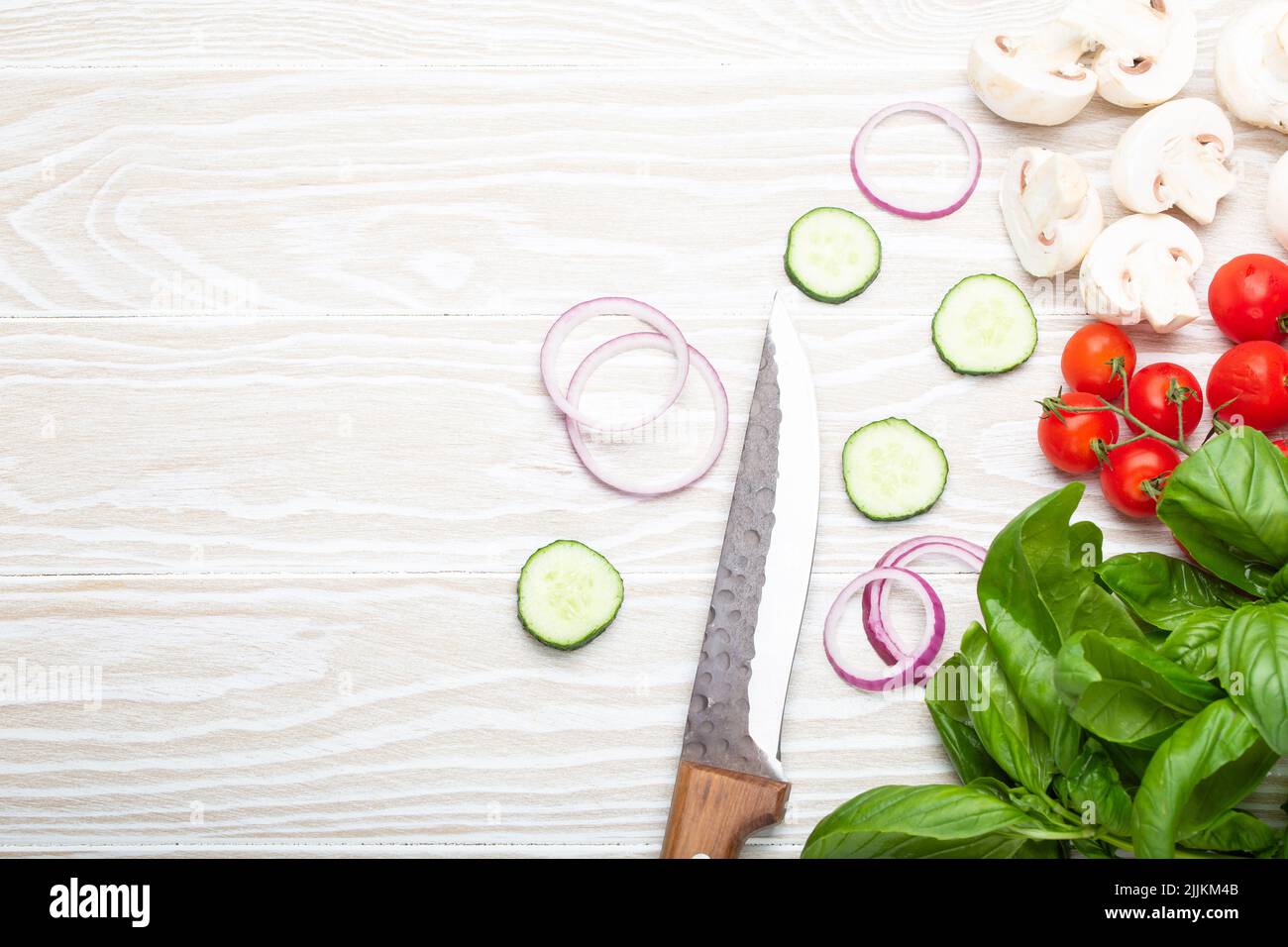 Food cooking background with vegetable ingredients copy space Stock Photo