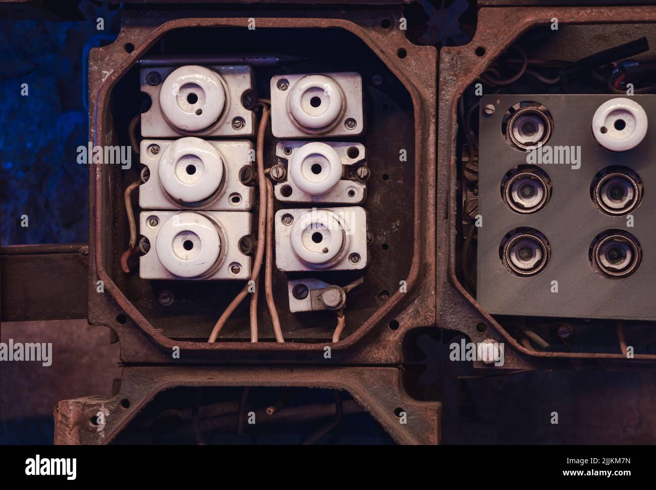 Fuse box with old type of fuses Stock Photo Alamy