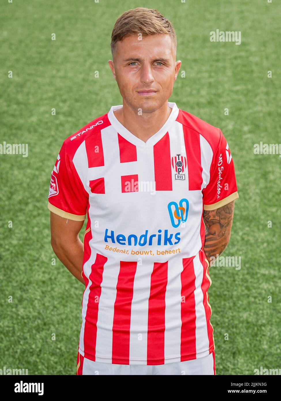 OSS, NETHERLANDS - JULY 27: Dean van der Sluys of TOP Oss during a Press Photocall of TOP Oss at the Frans Heesen Stadion on July 27, 2022 in Oss, Netherlands. (Photo by Joris Verwijst/Orange Pictures) Stock Photo