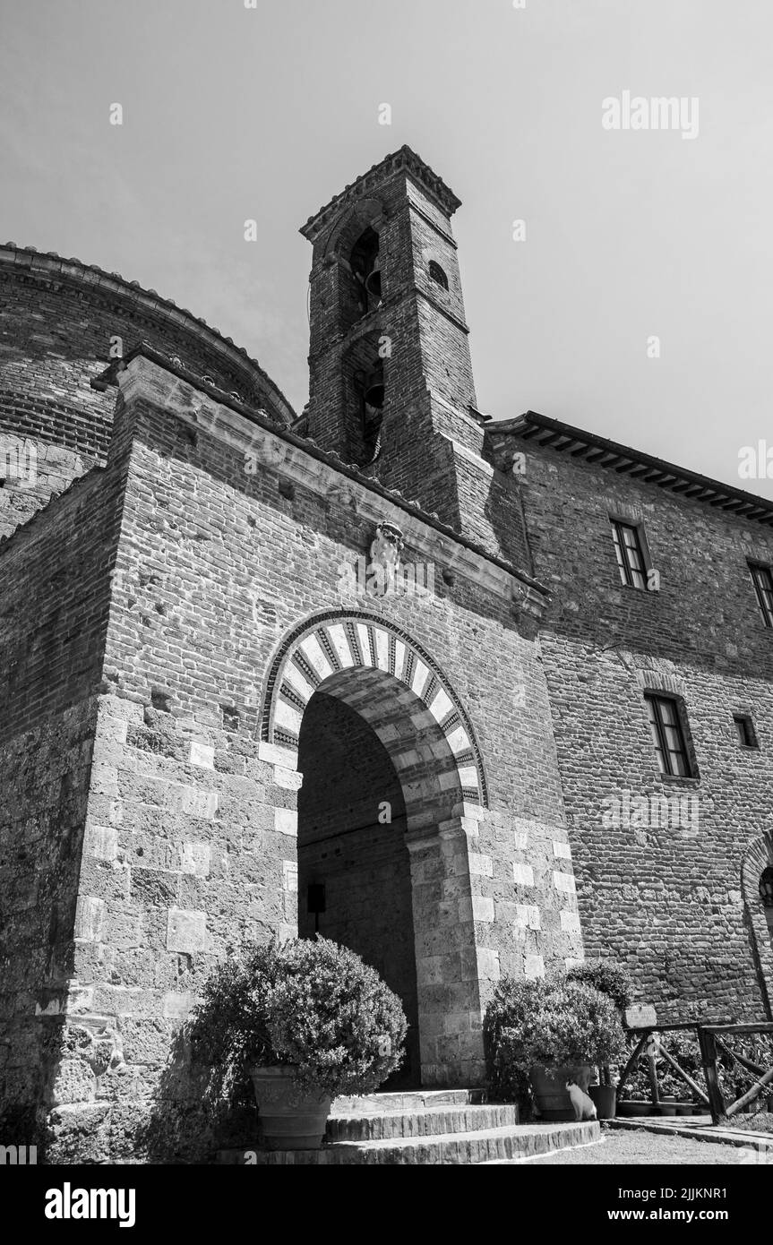 A white black footage of Cappella di San Galgano a Montesiepi in Italy Stock Photo