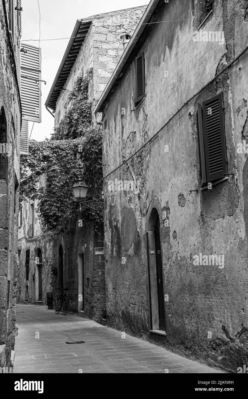 A black white footage of old town street in Italy Stock Photo