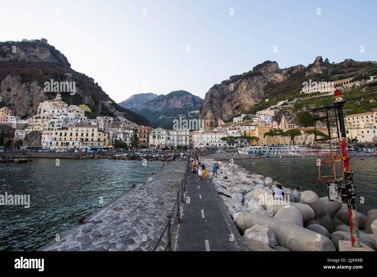 A beautiful view of the Amalfi coast with people in summer Stock Photo ...